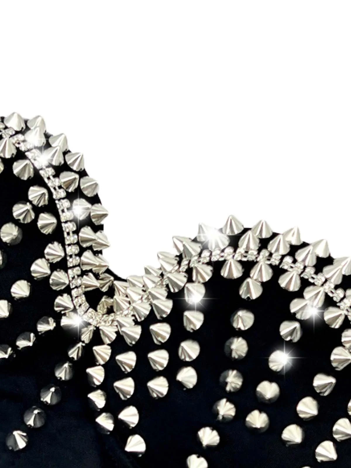1980s Satin Punk Rock Metallic Rivet Corset - Image 3