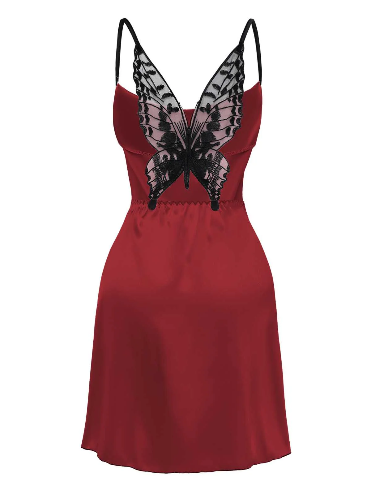 1980s Satin Slip Butterfly Lace Nightgown - Image 8