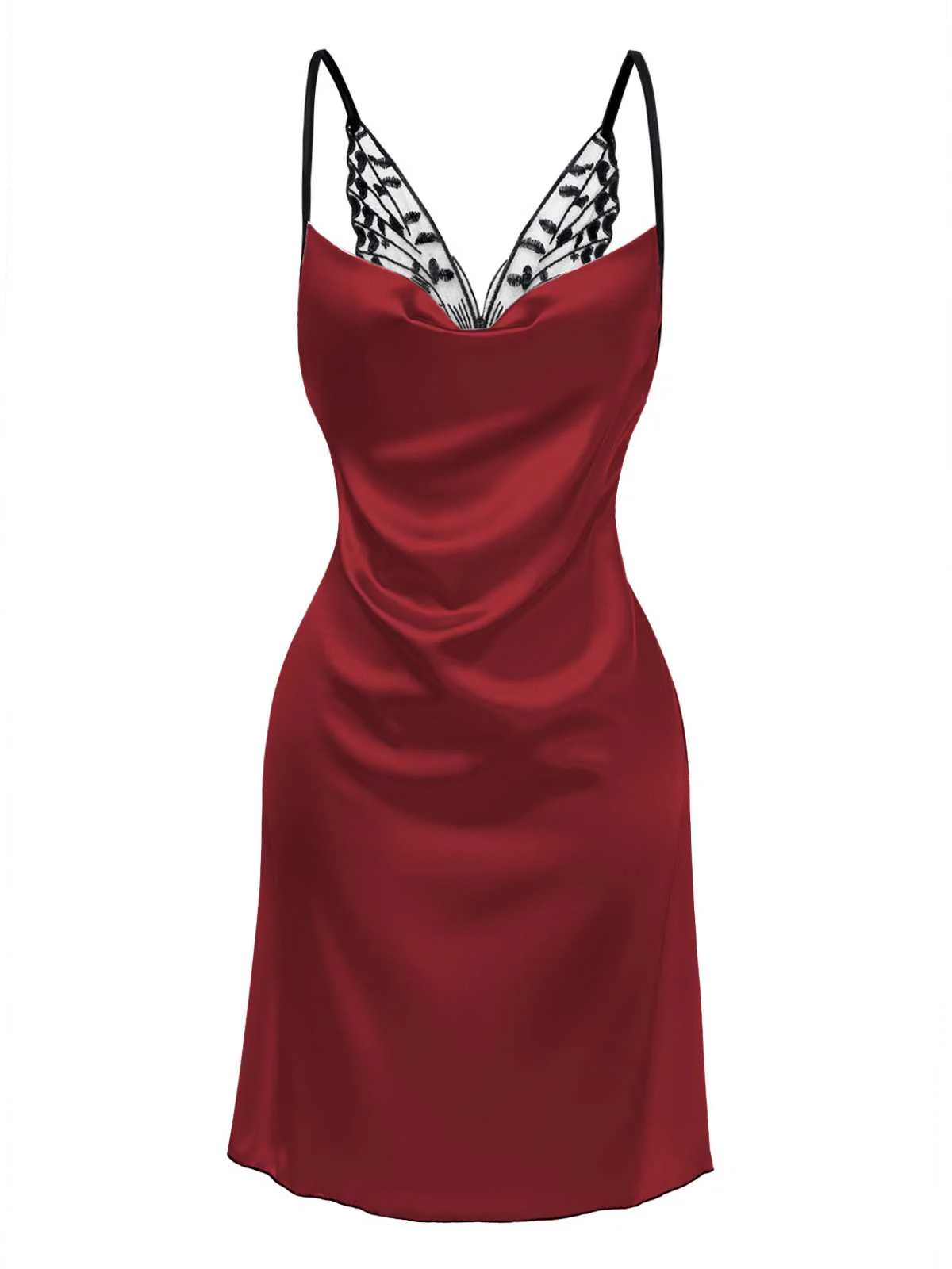 1980s Satin Slip Butterfly Lace Nightgown - Image 7