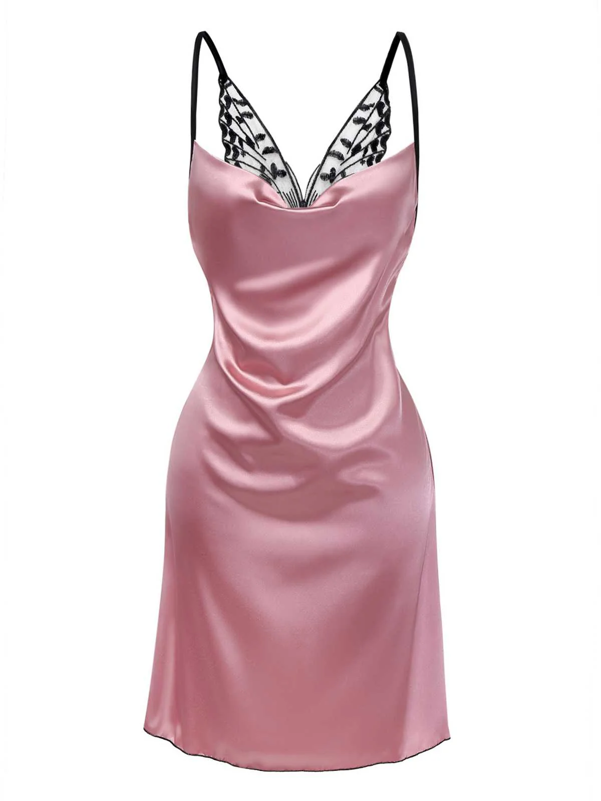 1980s Satin Slip Butterfly Lace Nightgown - Image 2