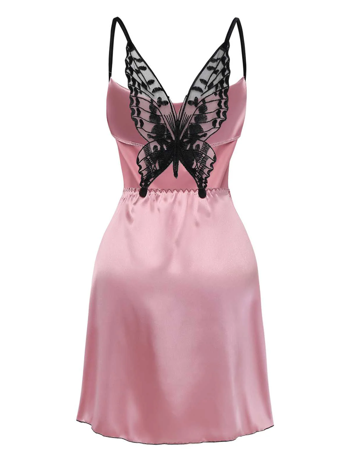 1980s Satin Slip Butterfly Lace Nightgown - Image 3