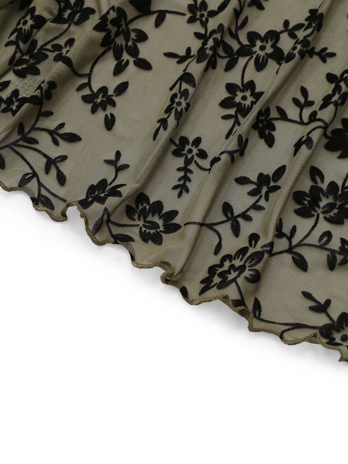 1980s Sheer Botanical Print Lace-Up Cardigan - Image 7