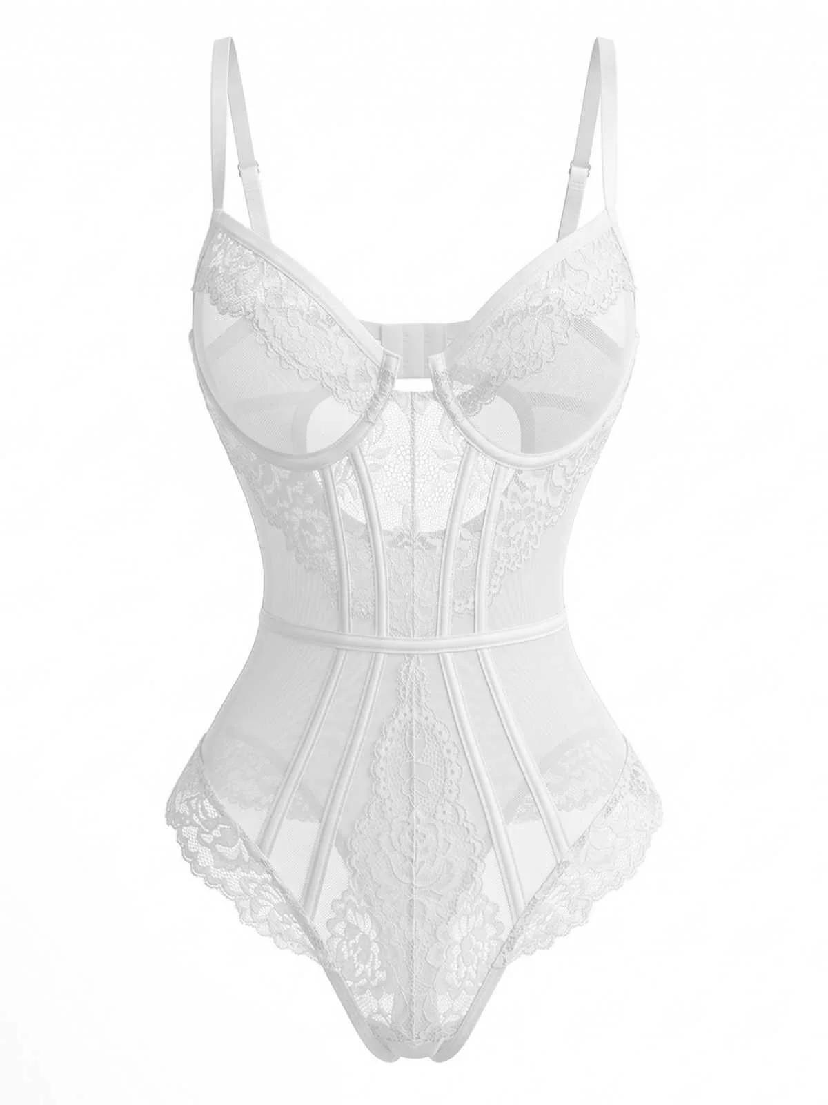 1980s Slip Floral Lace Bodysuit Lingerie - Image 11