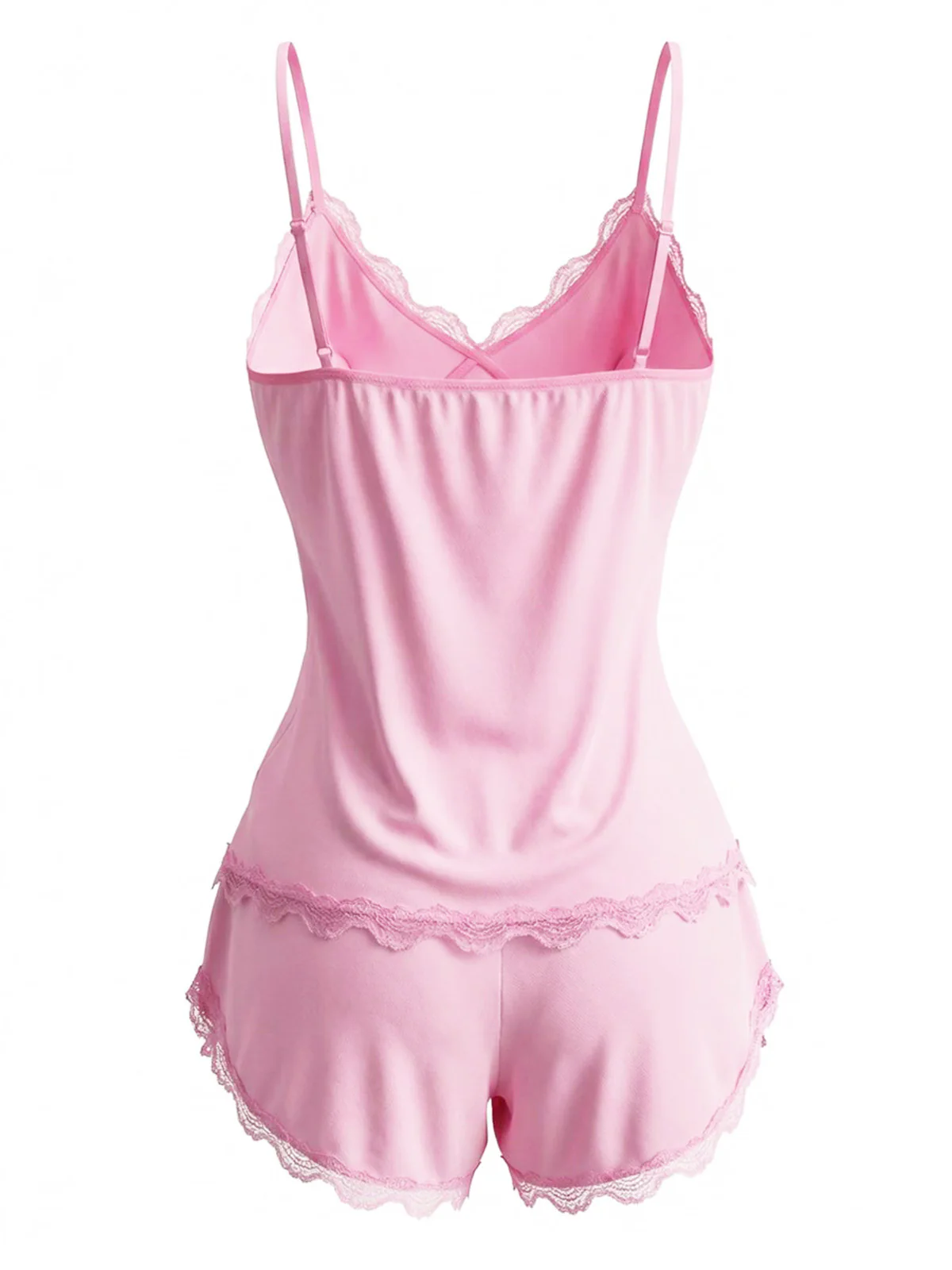 1980s Slip Lace Floral Bow Pajama Set - Image 4