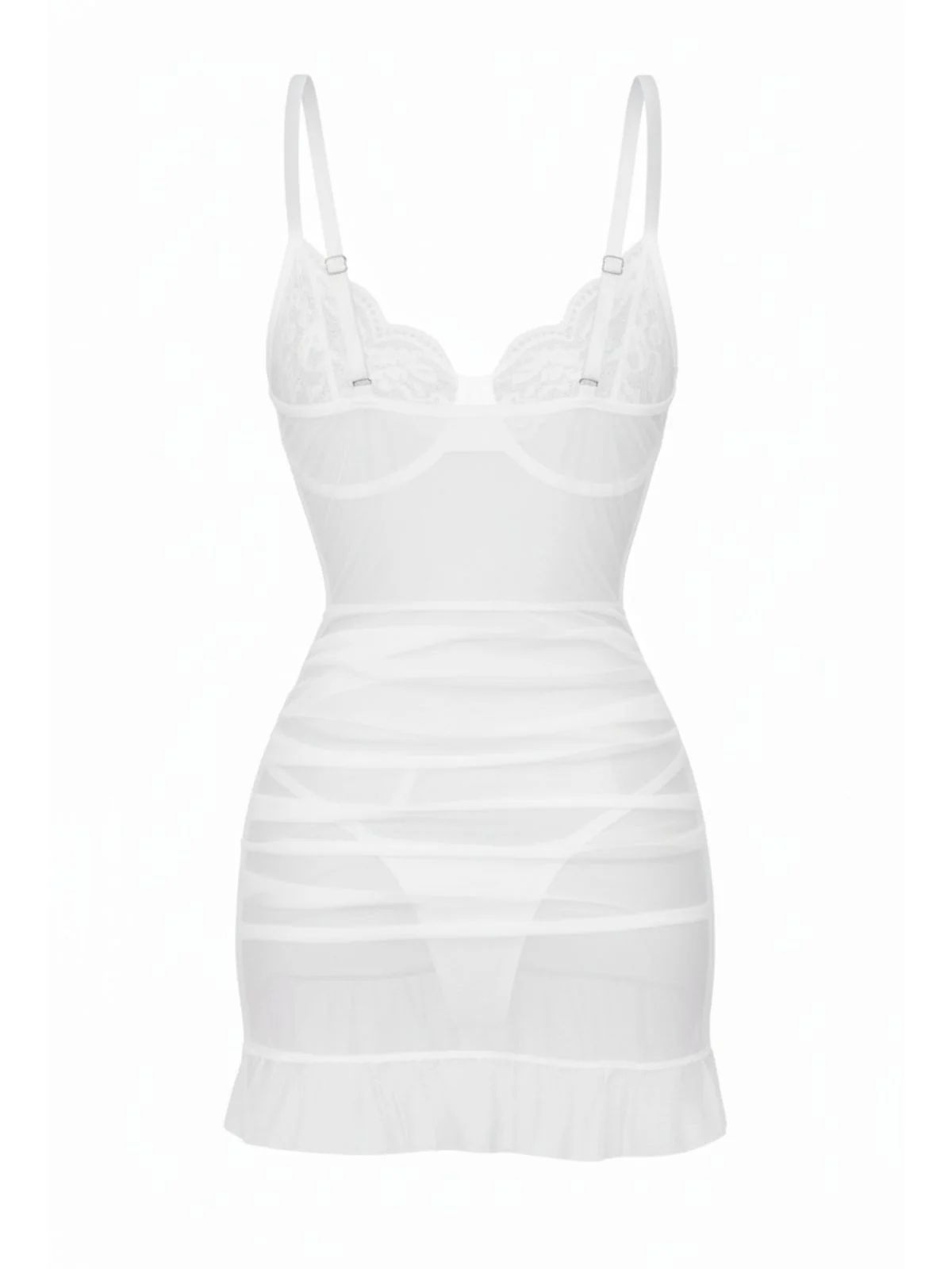 1980s Slip Lace Underwire Sheer Ruffle Nightgown - Image 10
