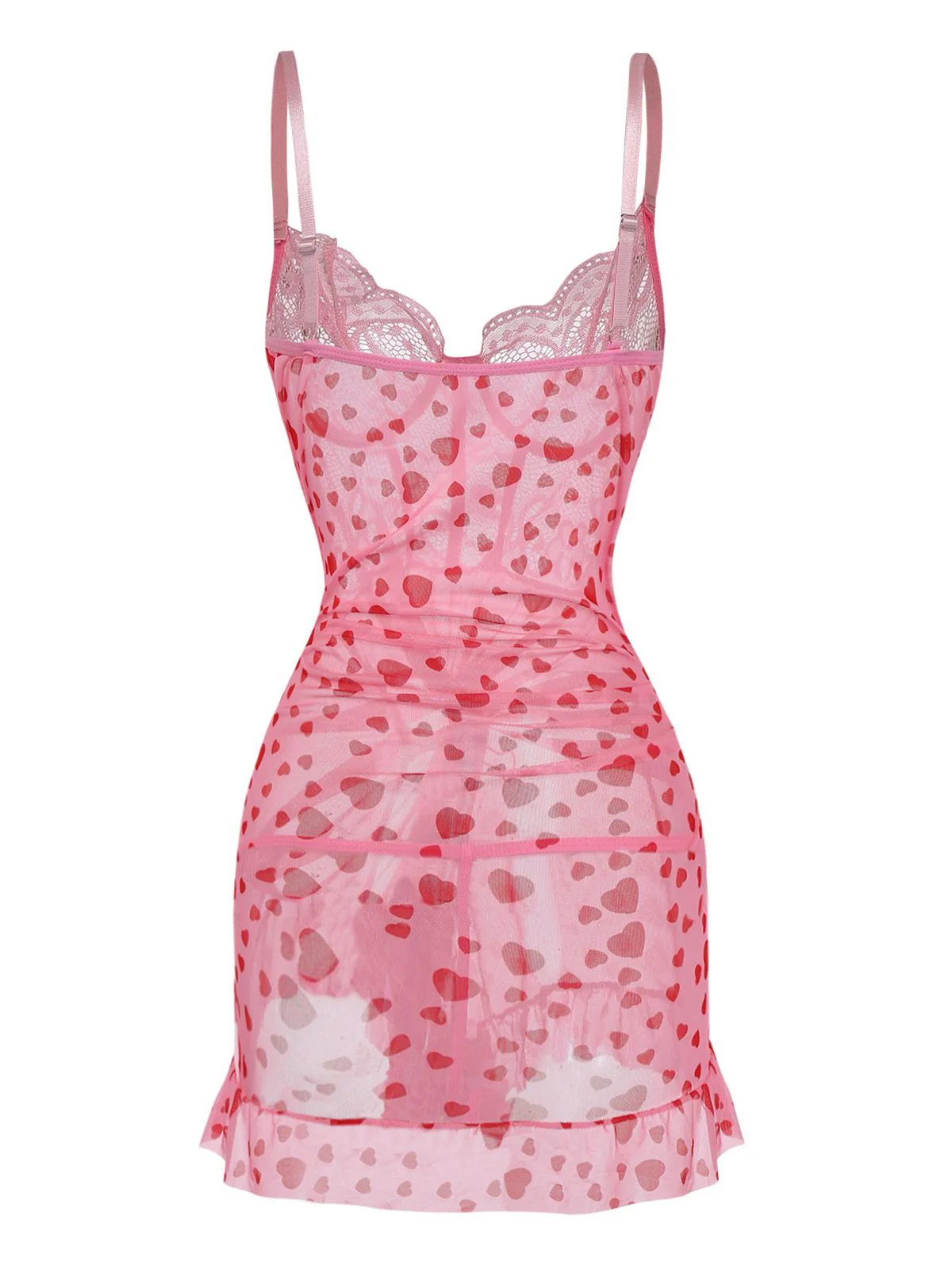 1980s Slip Lace Underwire Sheer Ruffle Nightgown - Image 3