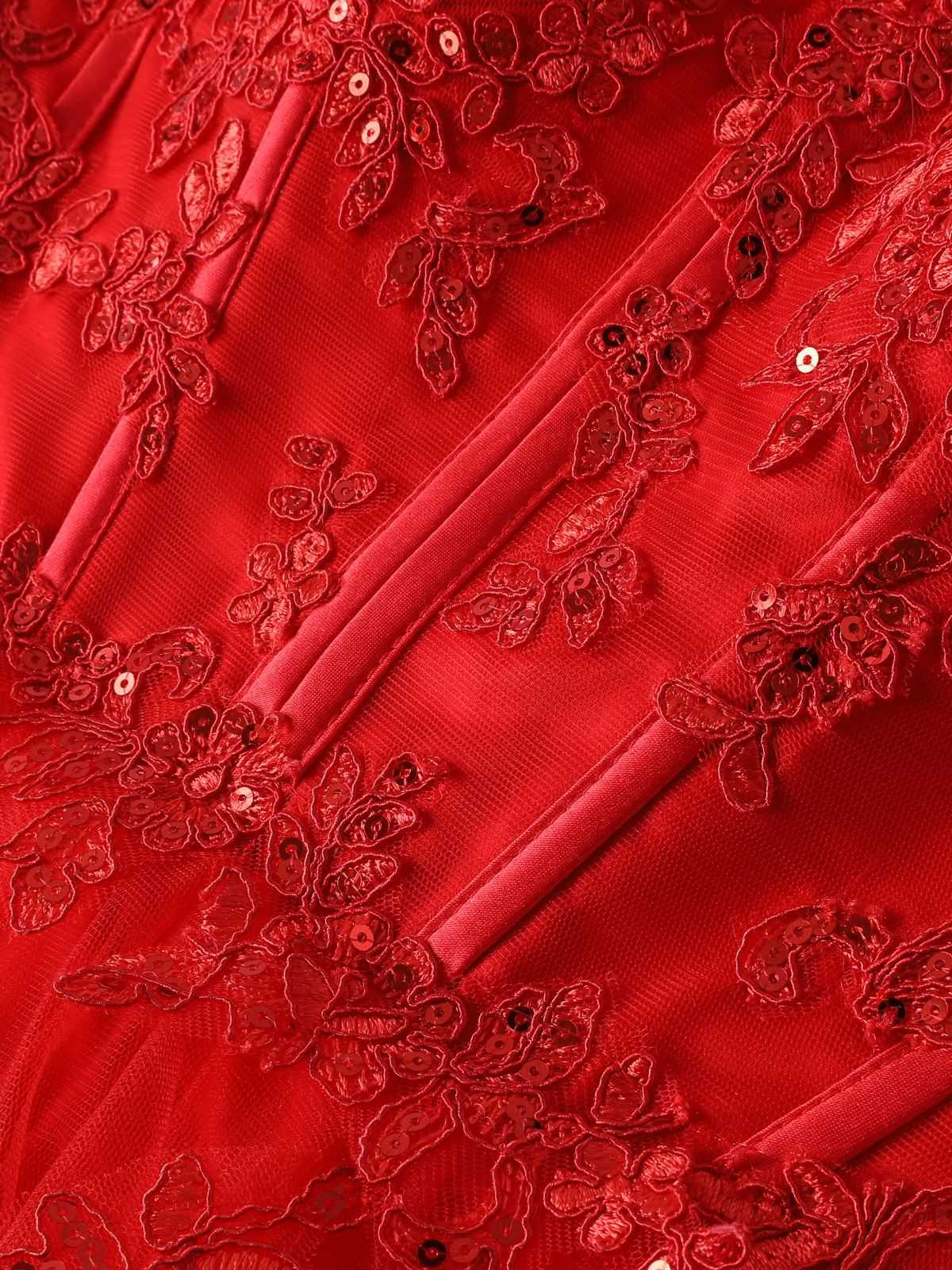 1980s Slip Sequin Lace Tiered Tulle Corset Dress - Image 4