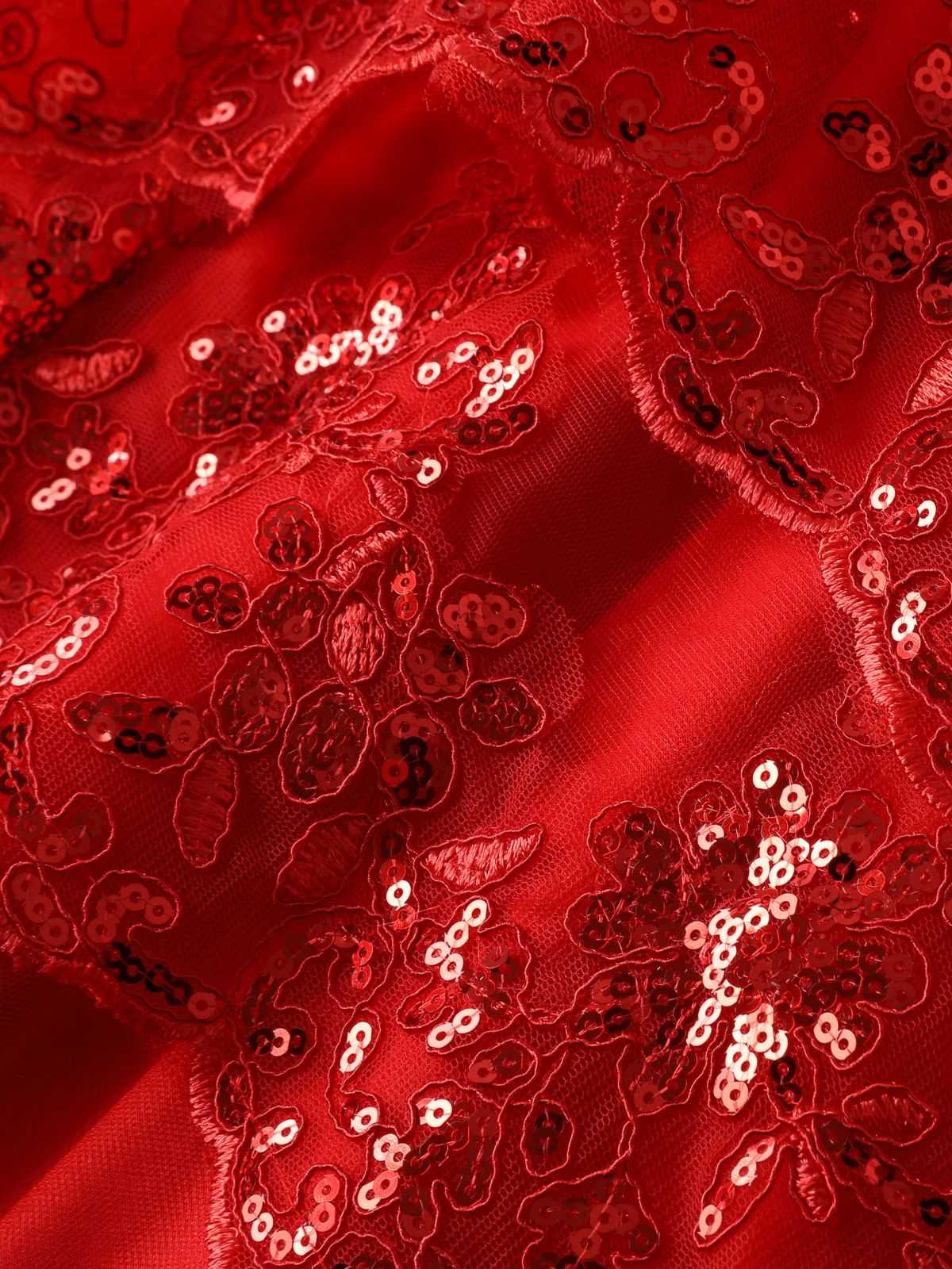 1980s Slip Sequin Lace Tiered Tulle Corset Dress - Image 6