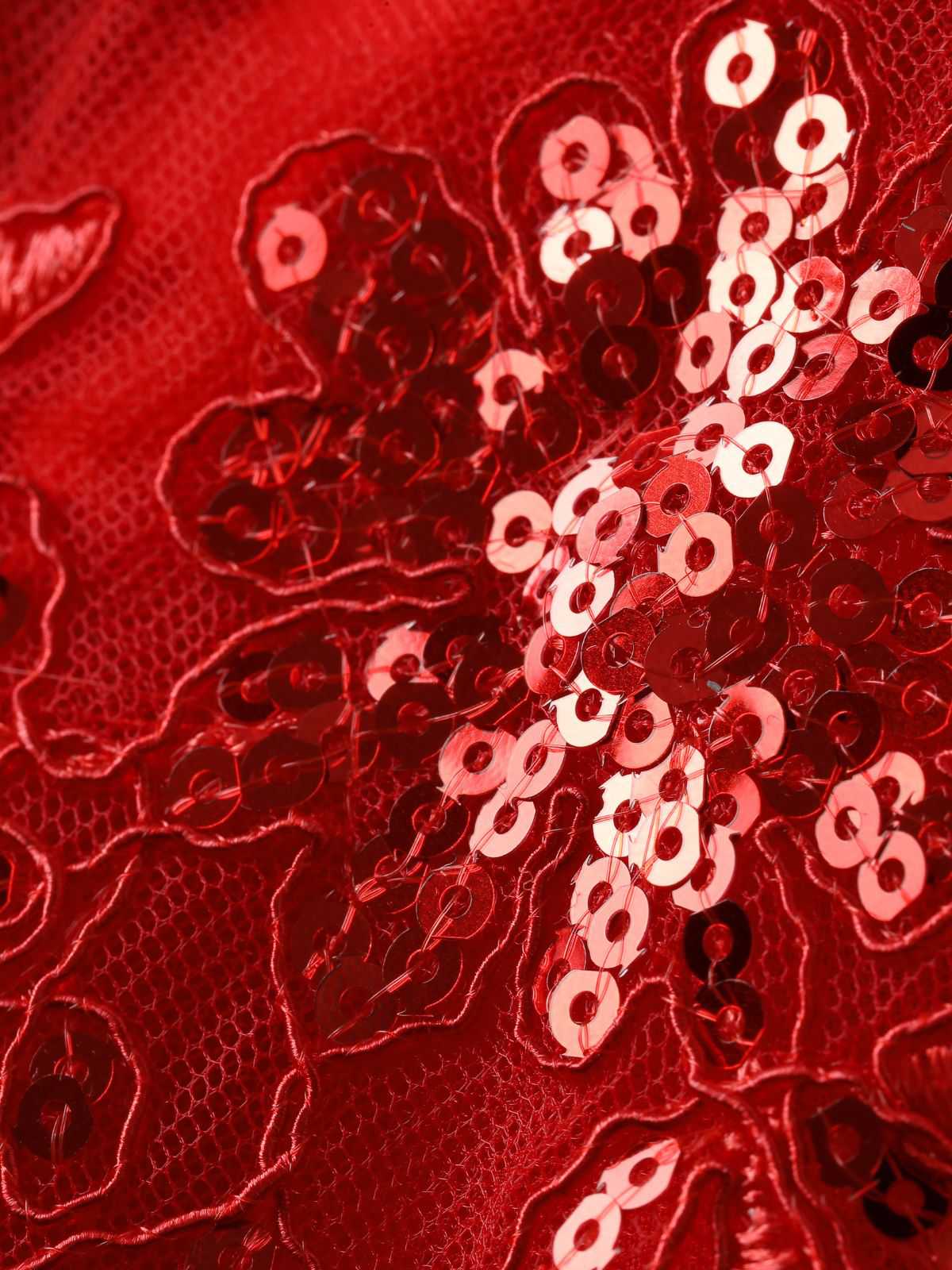 1980s Slip Sequin Lace Tiered Tulle Corset Dress - Image 7