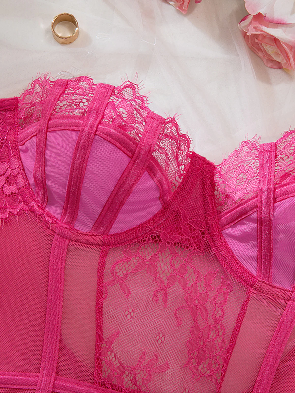 1980s Solid Bow Tie Bodysuit Pajama With Stockings Set - Image 13