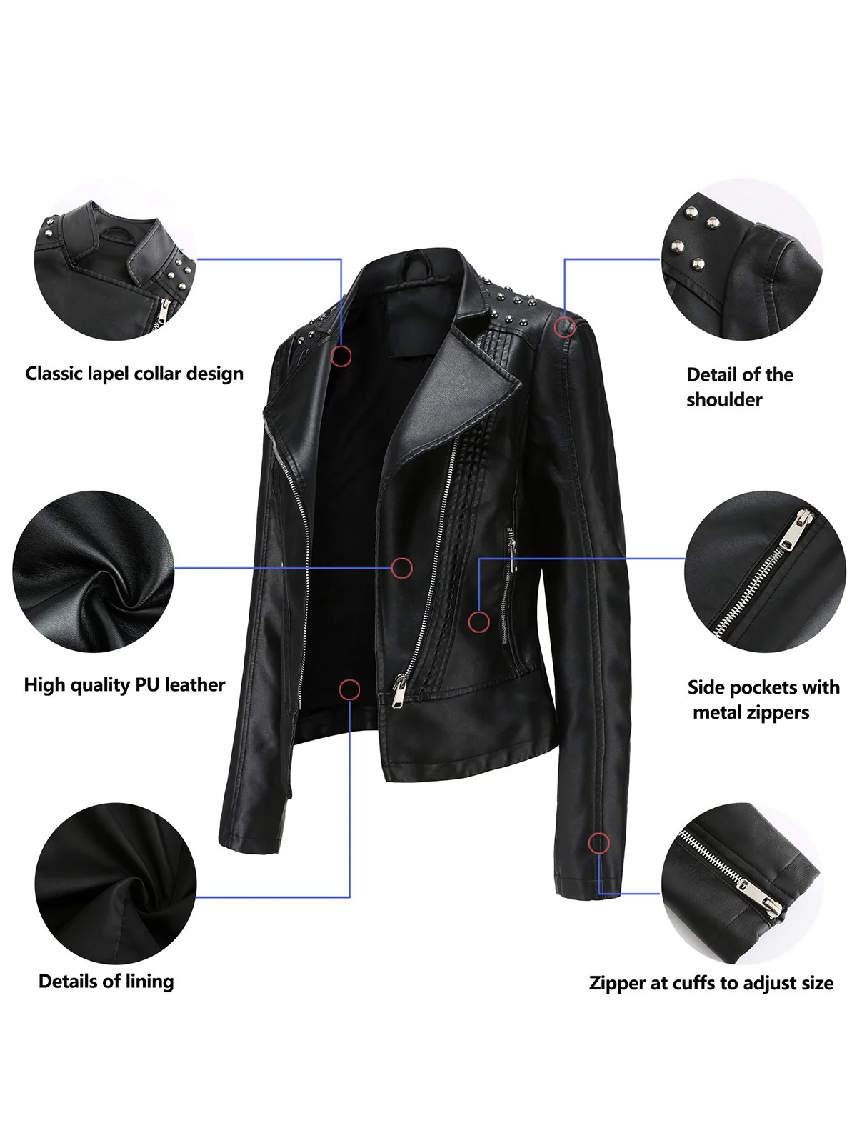 1980s Solid Lapel Leather Jacket - Image 5