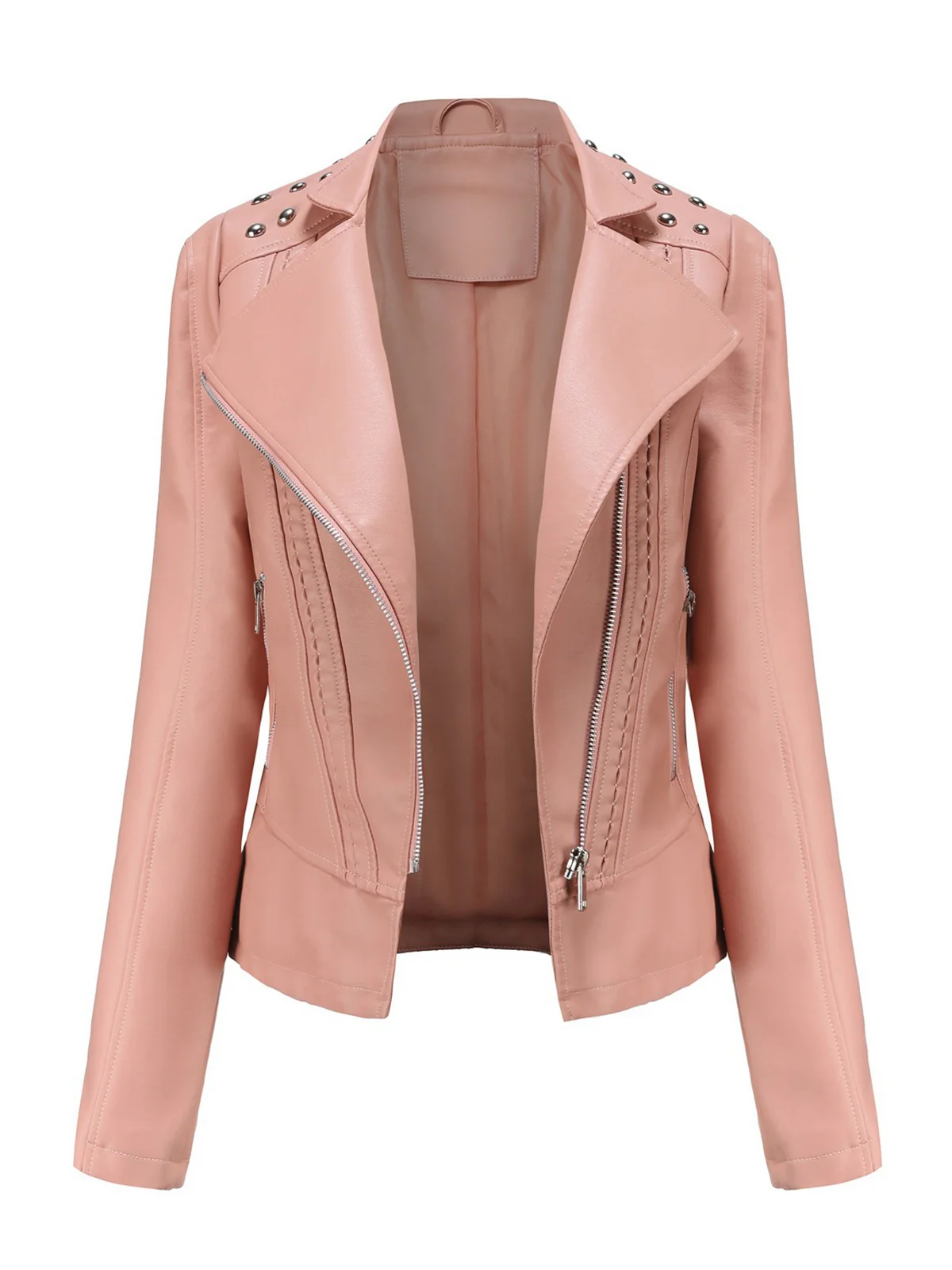 1980s Solid Lapel Leather Jacket - Image 6