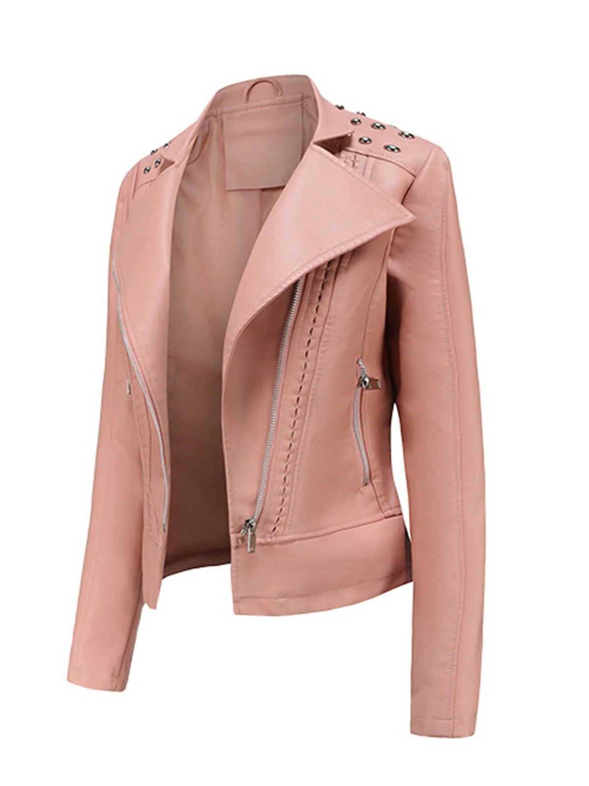 1980s Solid Lapel Leather Jacket - Image 7
