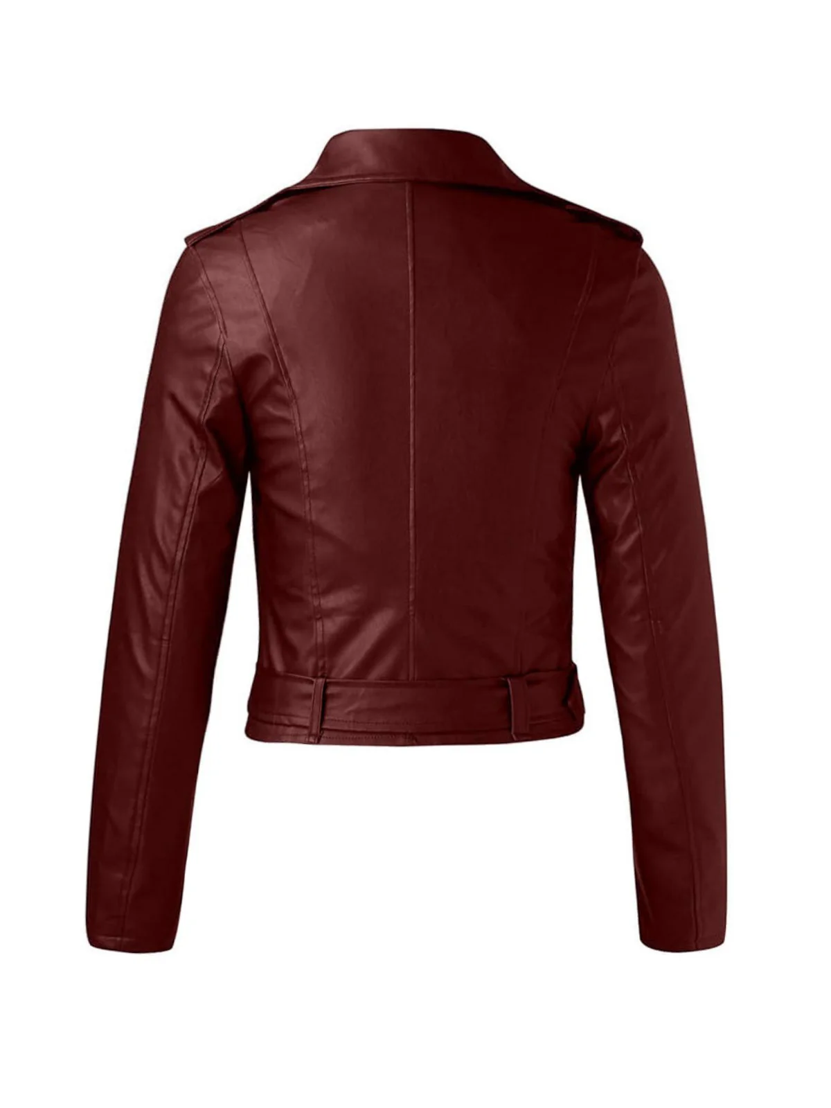 1980s Solid Lapel PU Leather Belted Cropped Jacket - Image 4
