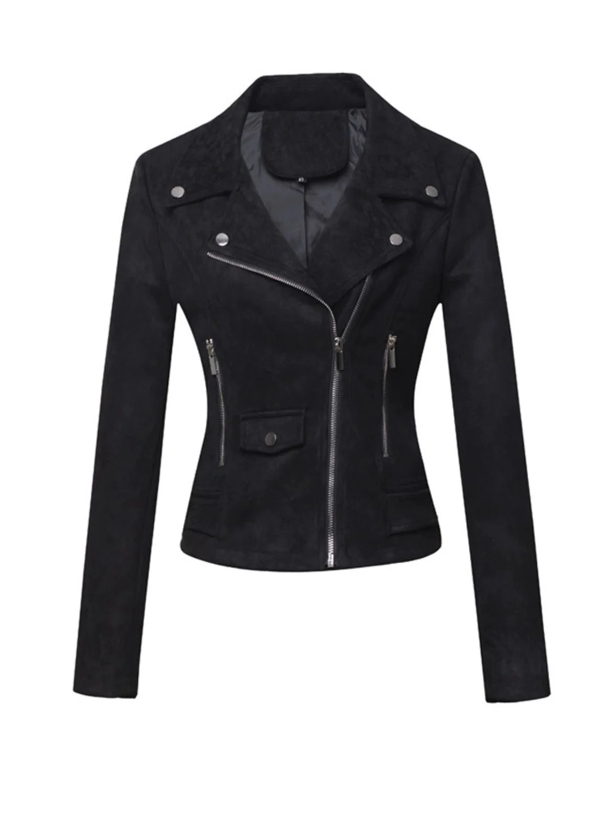 1980s Solid Lapel Suede Leather Jacket - Image 5