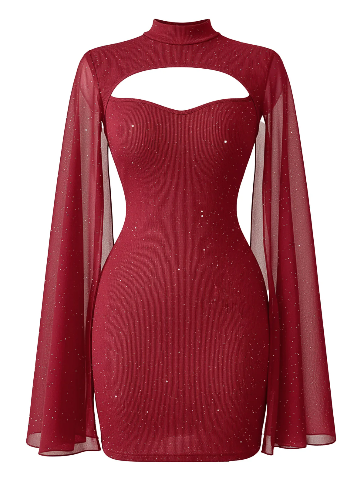 1980s Solid Pearl Chiffon Cape Bodycon Dress - Image 2
