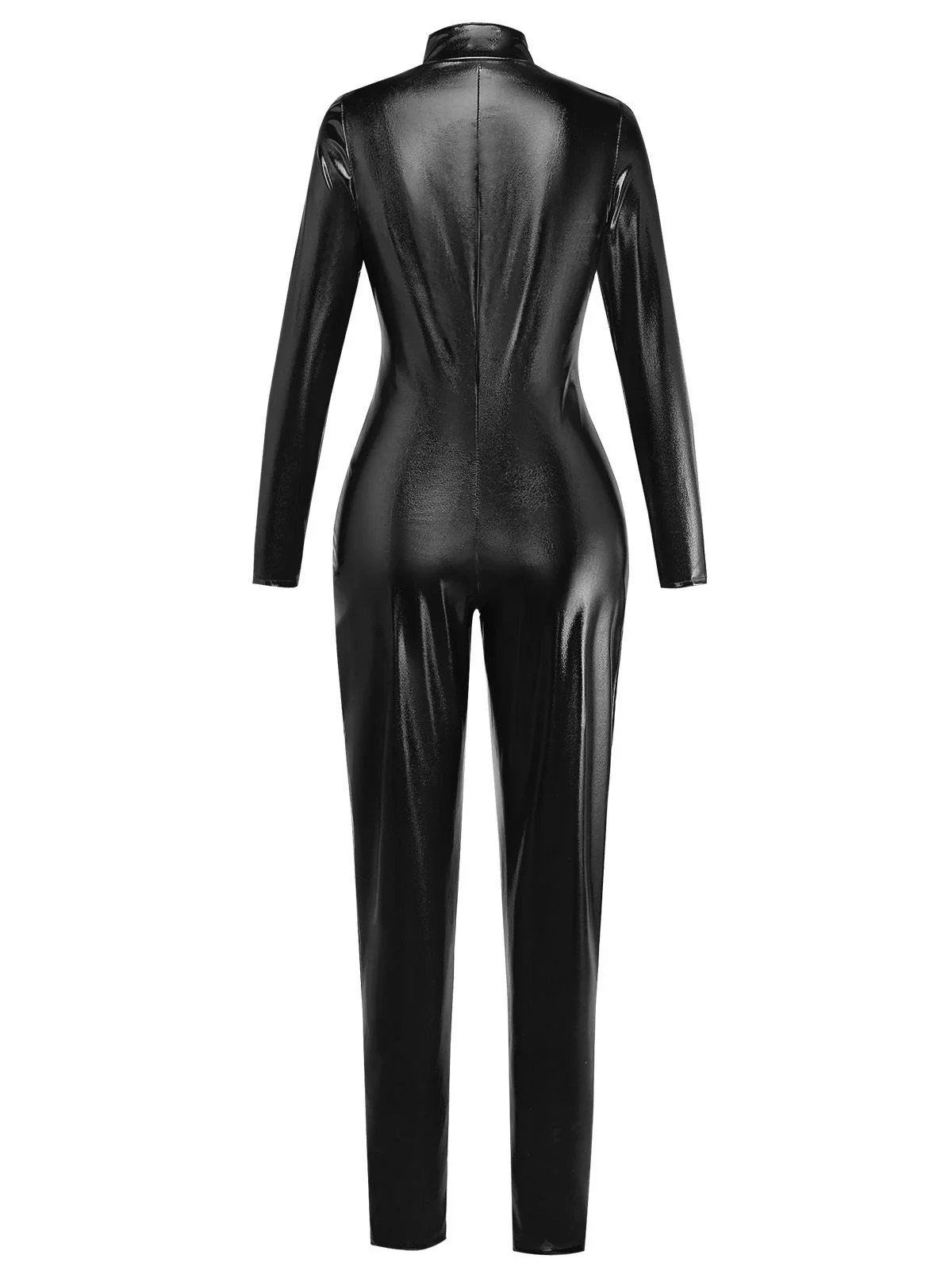 1980s Solid PU Leather Zipper Jumpsuit - Image 10