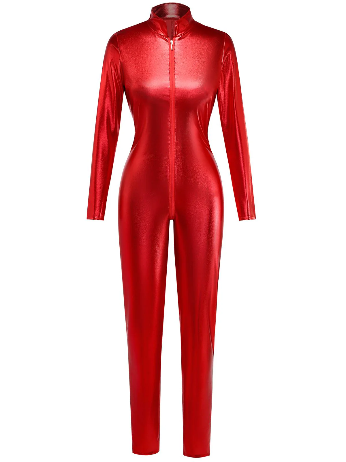 1980s Solid PU Leather Zipper Jumpsuit - Image 2
