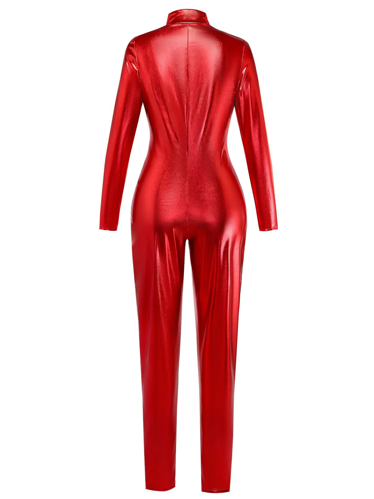 1980s Solid PU Leather Zipper Jumpsuit - Image 3