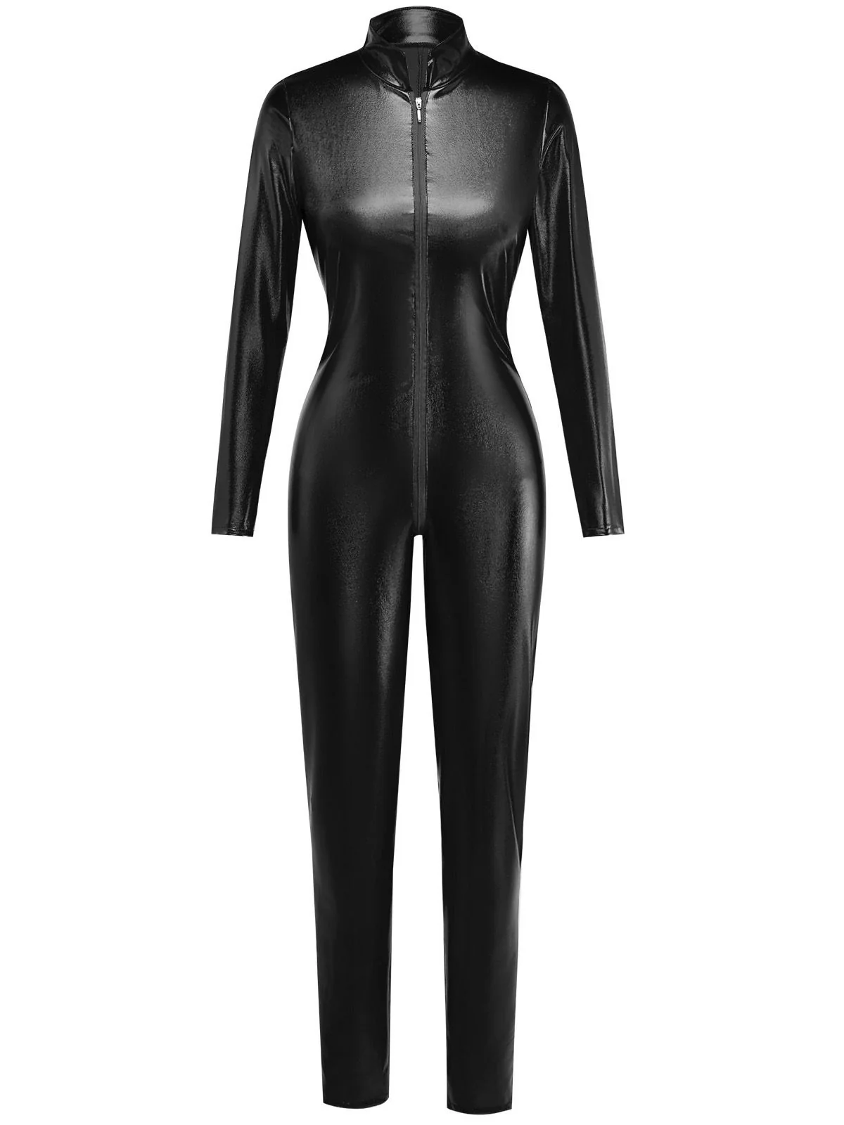 1980s Solid PU Leather Zipper Jumpsuit - Image 9