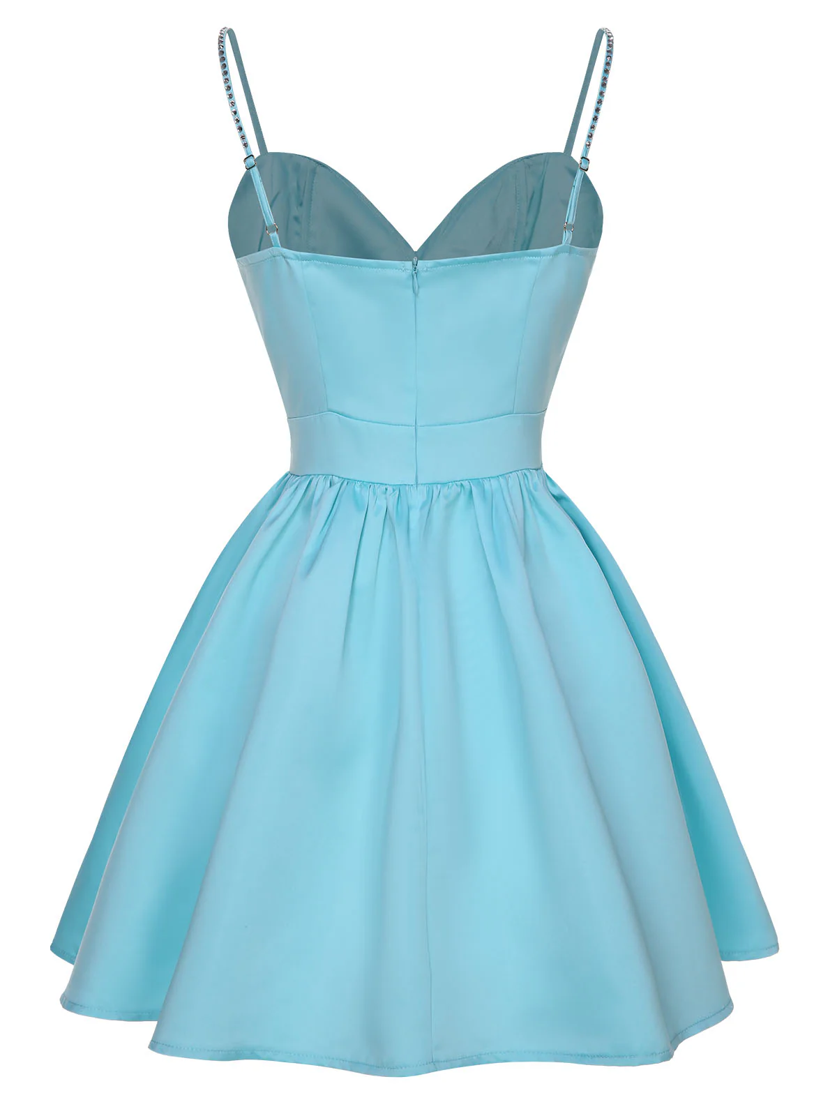1980s Solid Rhinestone Straps Puffy Dress - Image 15