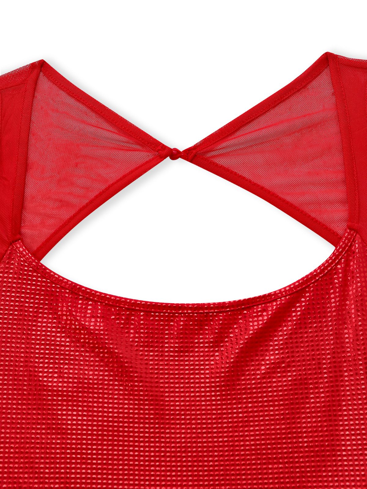 1980s Solid Sequined Mesh Buckle Square Neck Dress - Image 6