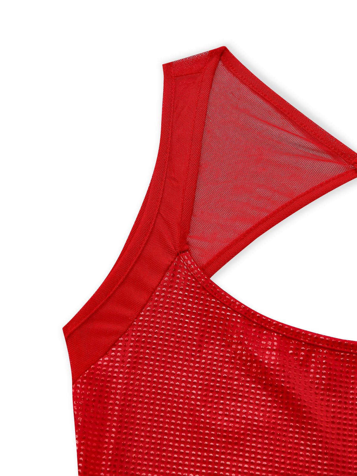 1980s Solid Sequined Mesh Buckle Square Neck Dress - Image 7
