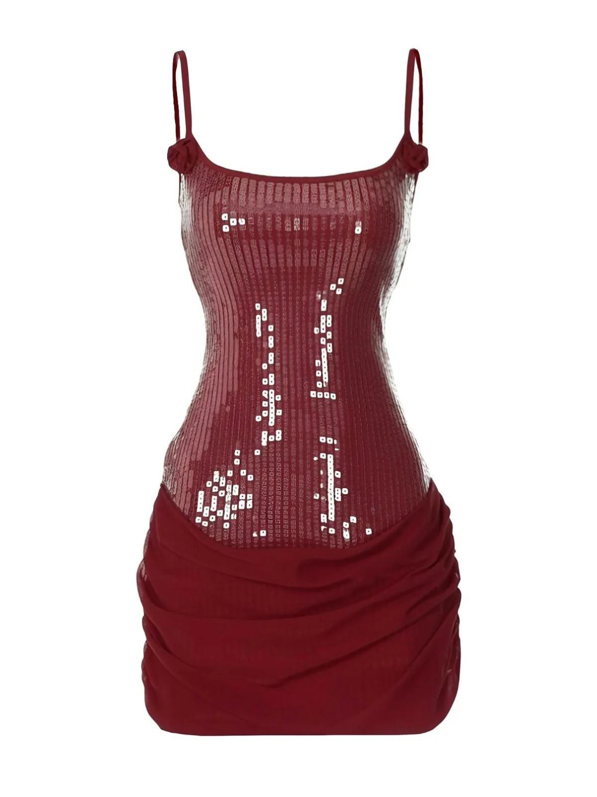 1980s Solid Sequined Patchwork Mini Dress - Image 10