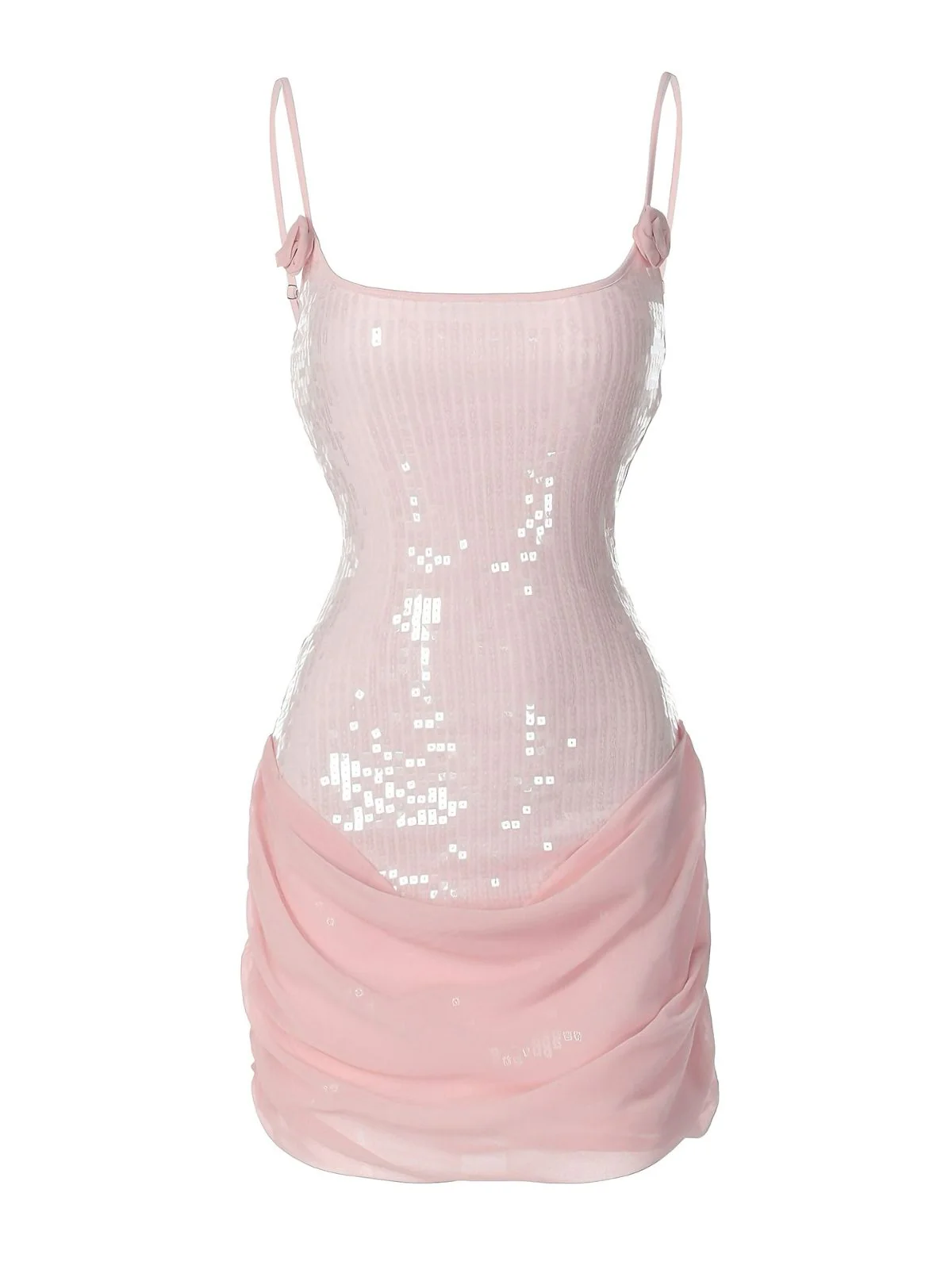 1980s Solid Sequined Patchwork Mini Dress - Image 2