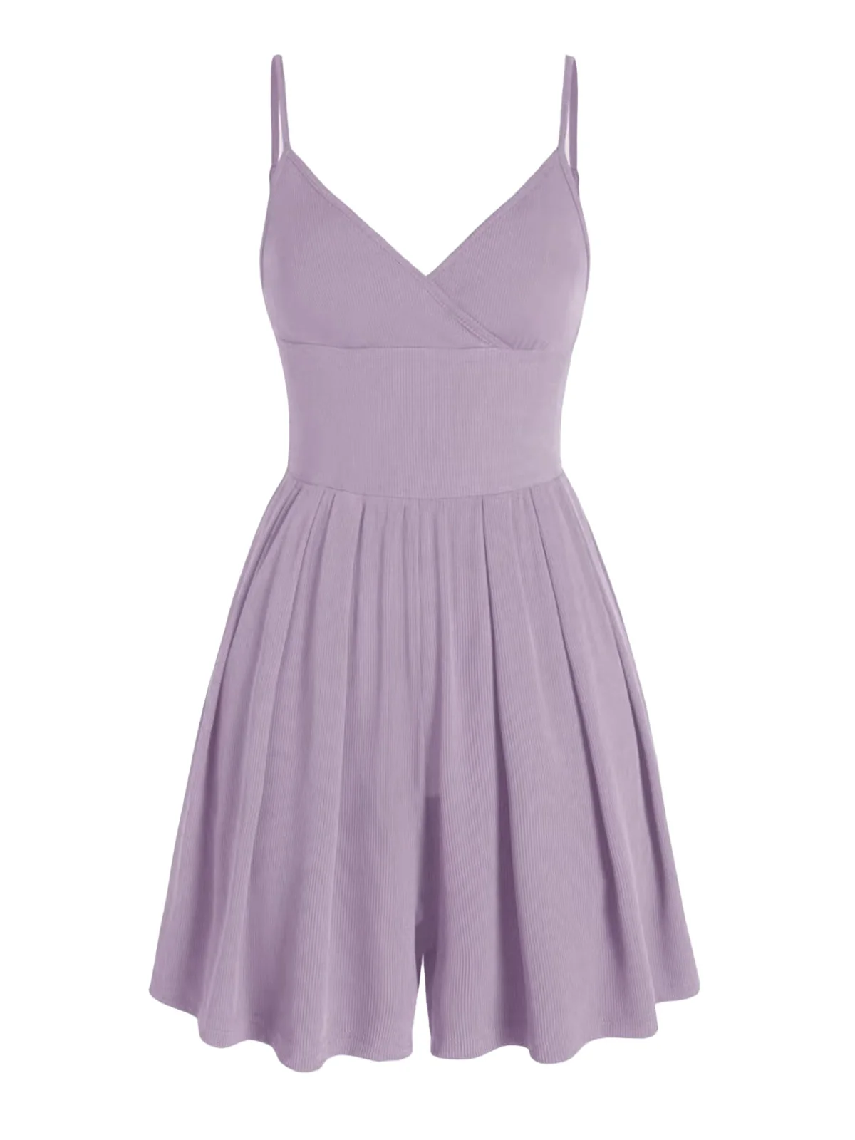 1980s Solid Spaghetti Strap V-Neck Romper - Image 10