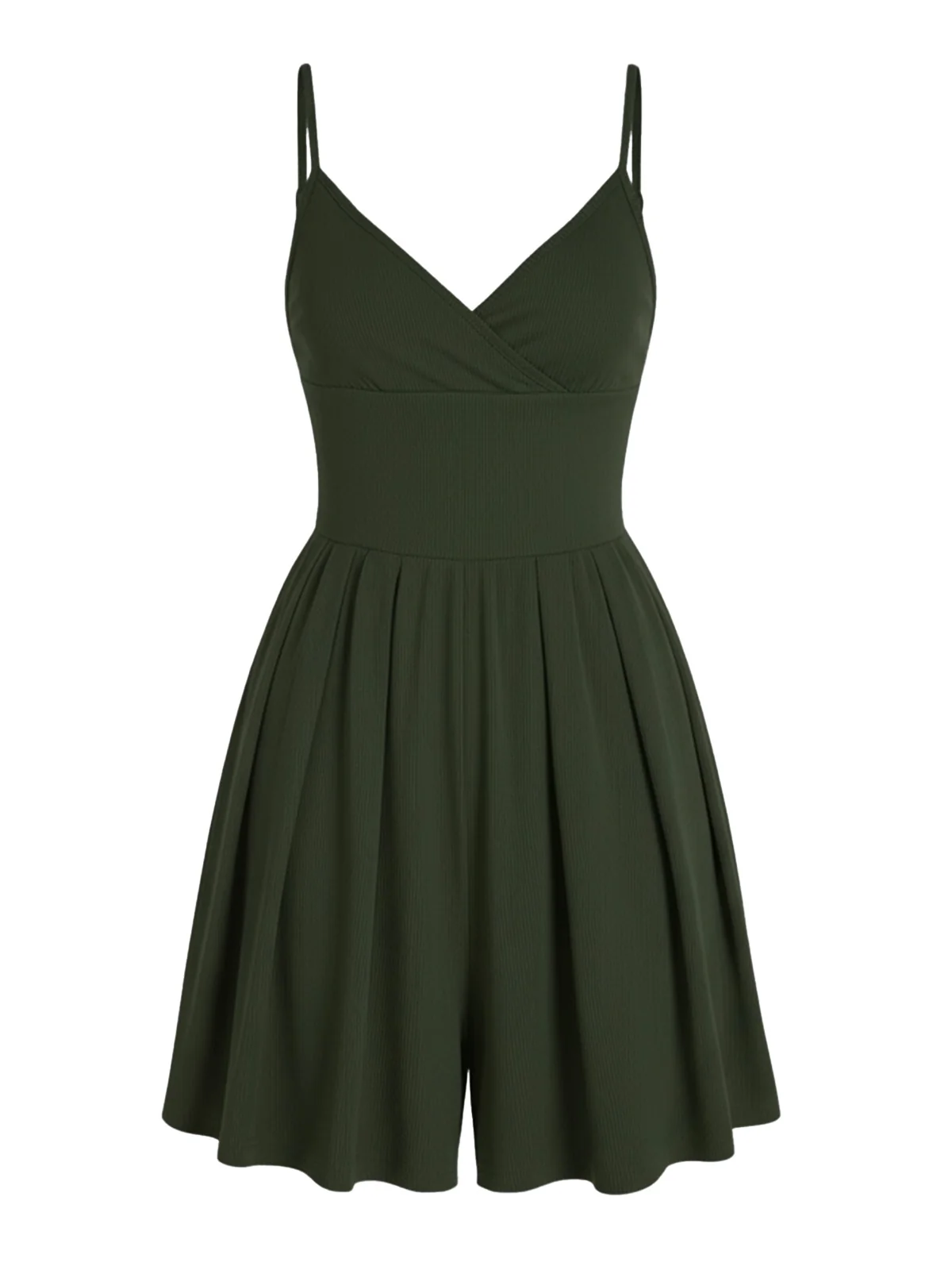 1980s Solid Spaghetti Strap V-Neck Romper - Image 2