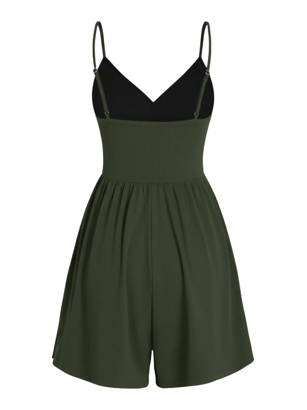 1980s Solid Spaghetti Strap V-Neck Romper - Image 3