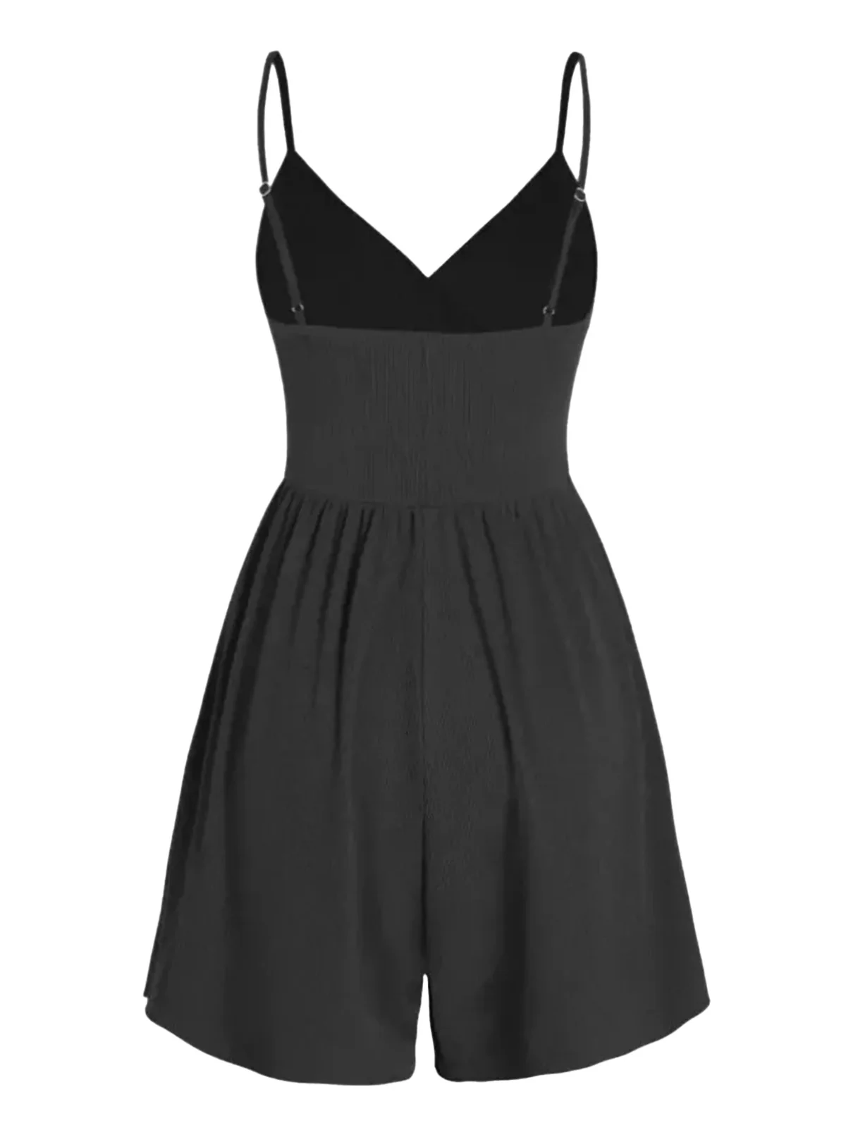 1980s Solid Spaghetti Strap V-Neck Romper - Image 6