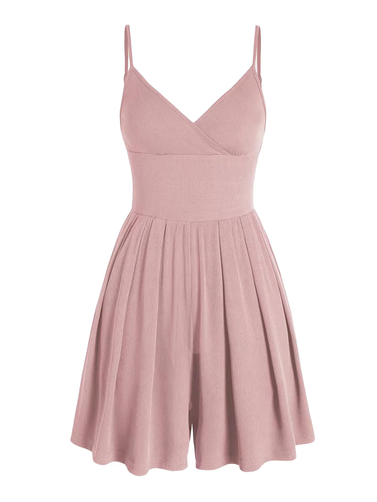 1980s Solid Spaghetti Strap V-Neck Romper - Image 8