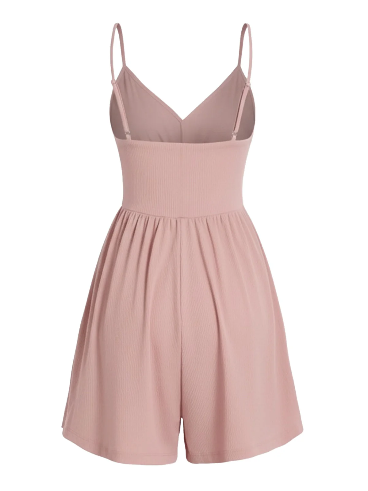 1980s Solid Spaghetti Strap V-Neck Romper - Image 9