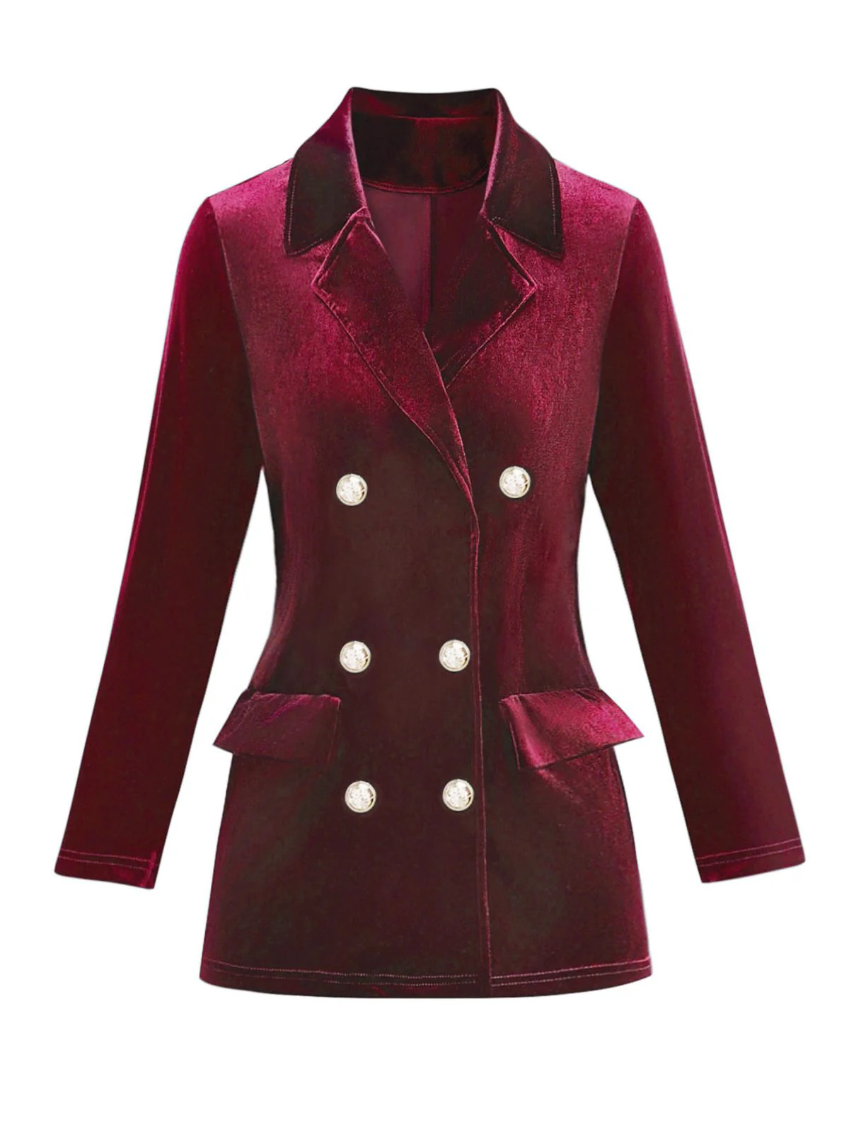 1980s Solid Velvet Double-Breasted Lapel Blazer - Image 2