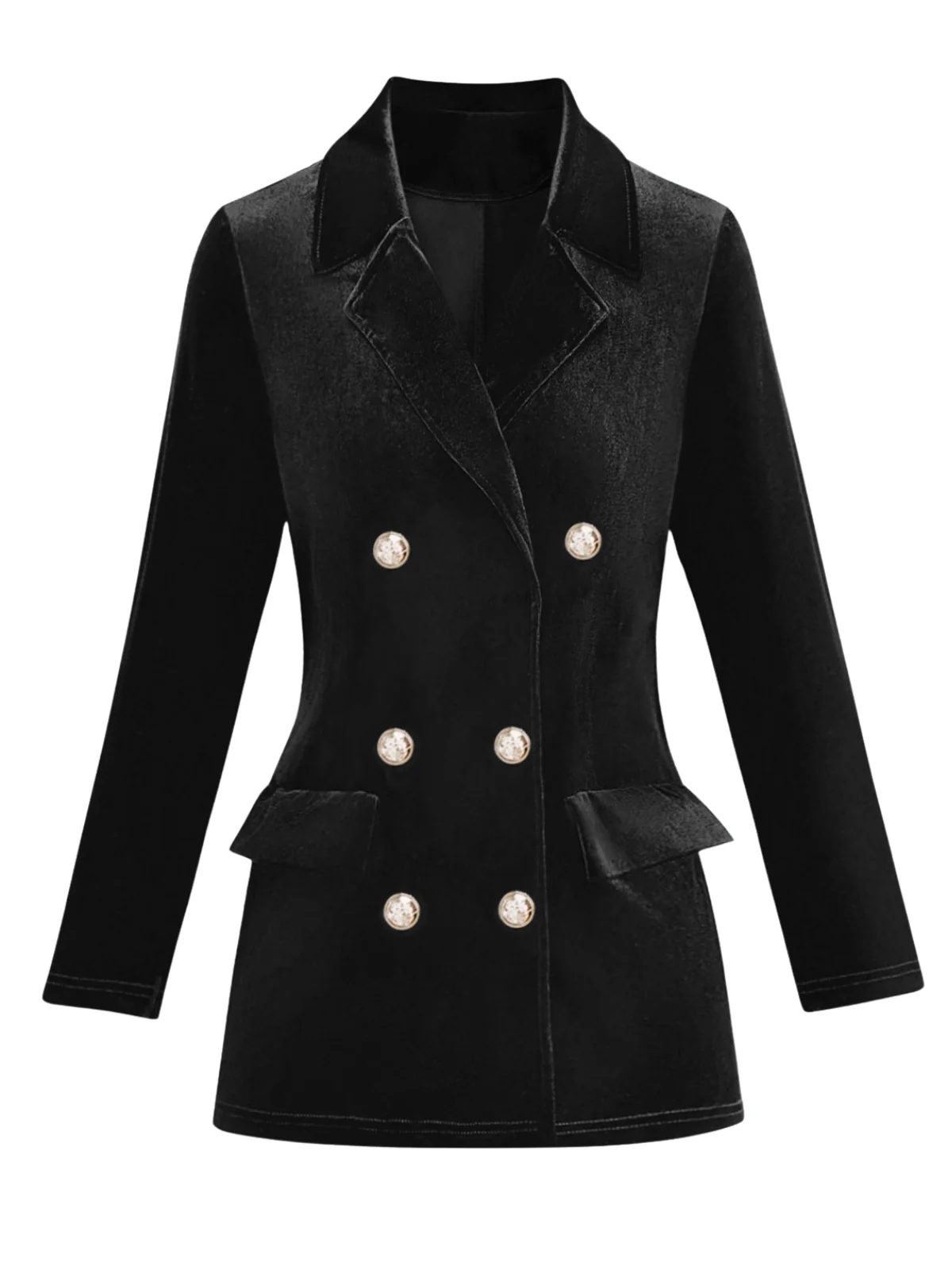 1980s Solid Velvet Double-Breasted Lapel Blazer - Image 4