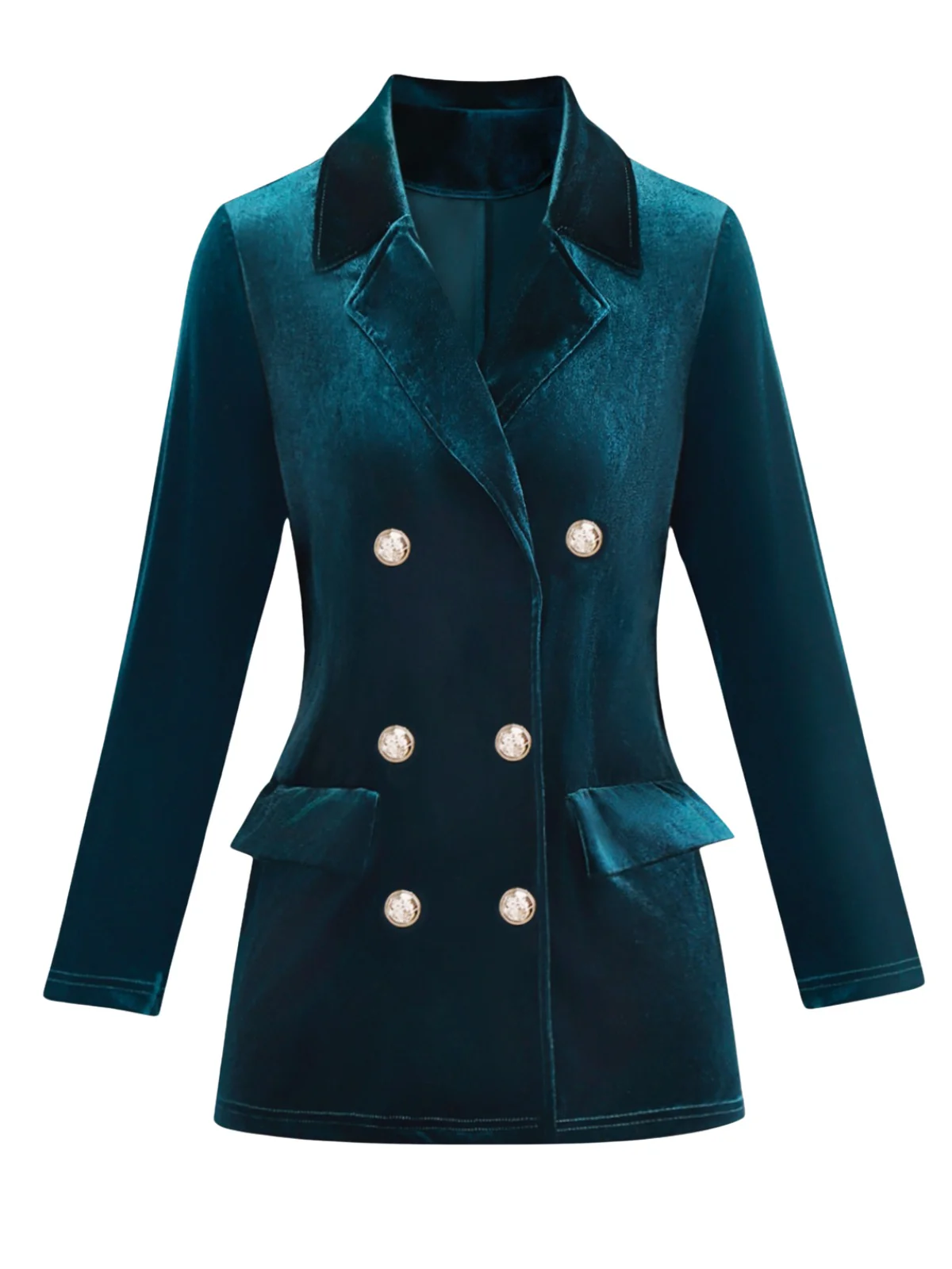1980s Solid Velvet Double-Breasted Lapel Blazer - Image 6