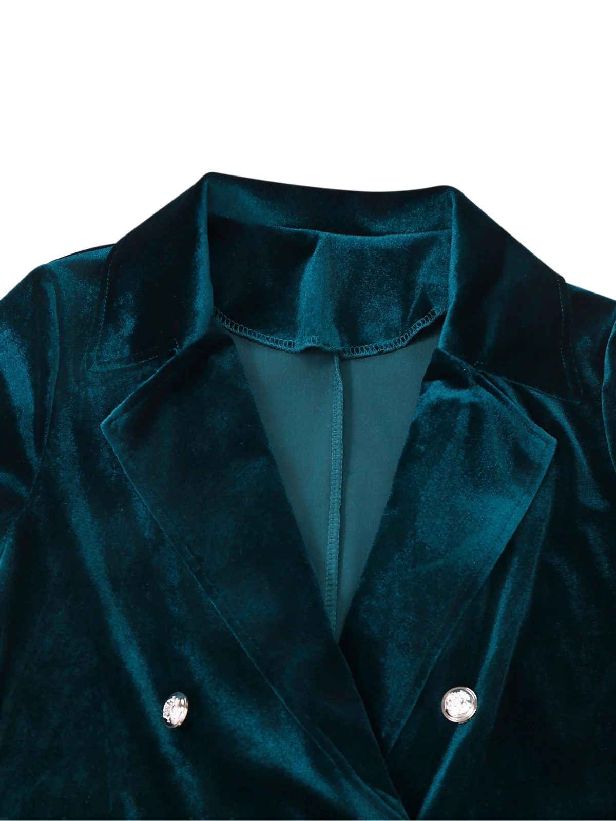 1980s Solid Velvet Double-Breasted Lapel Blazer - Image 8