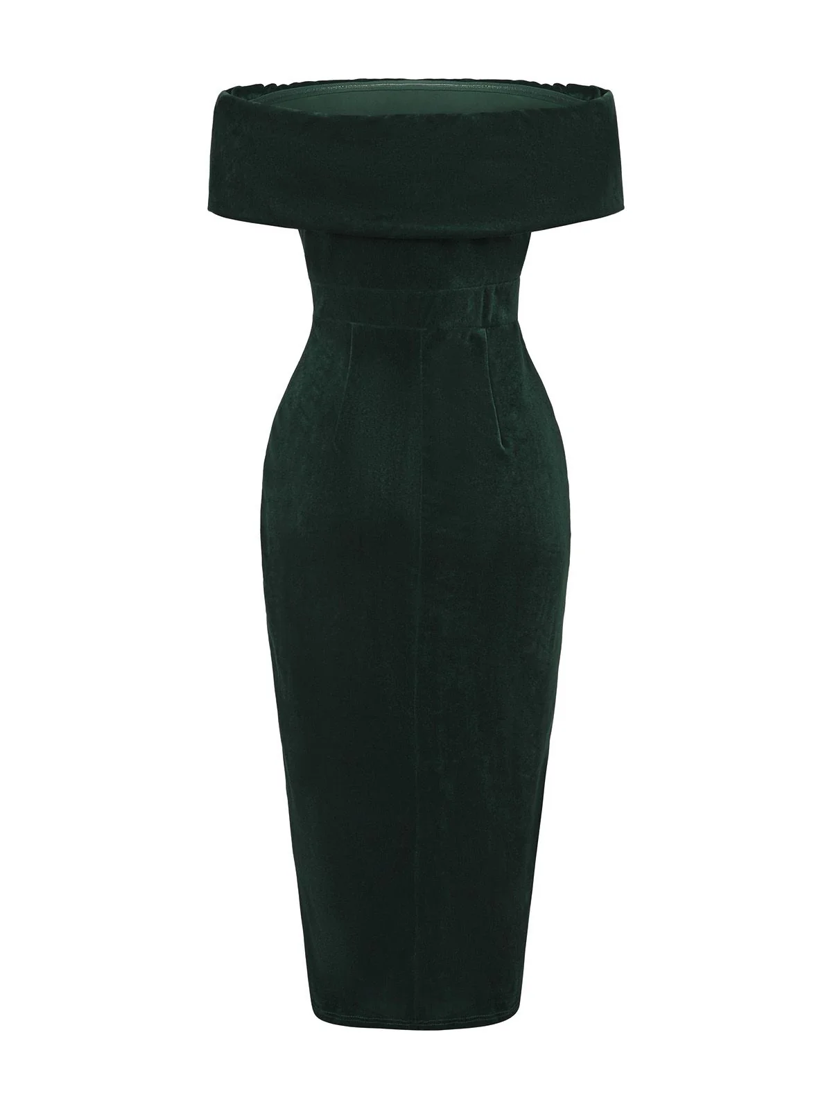 1980s Solid Velvet Off-Shoulder Midi Dress - Image 11
