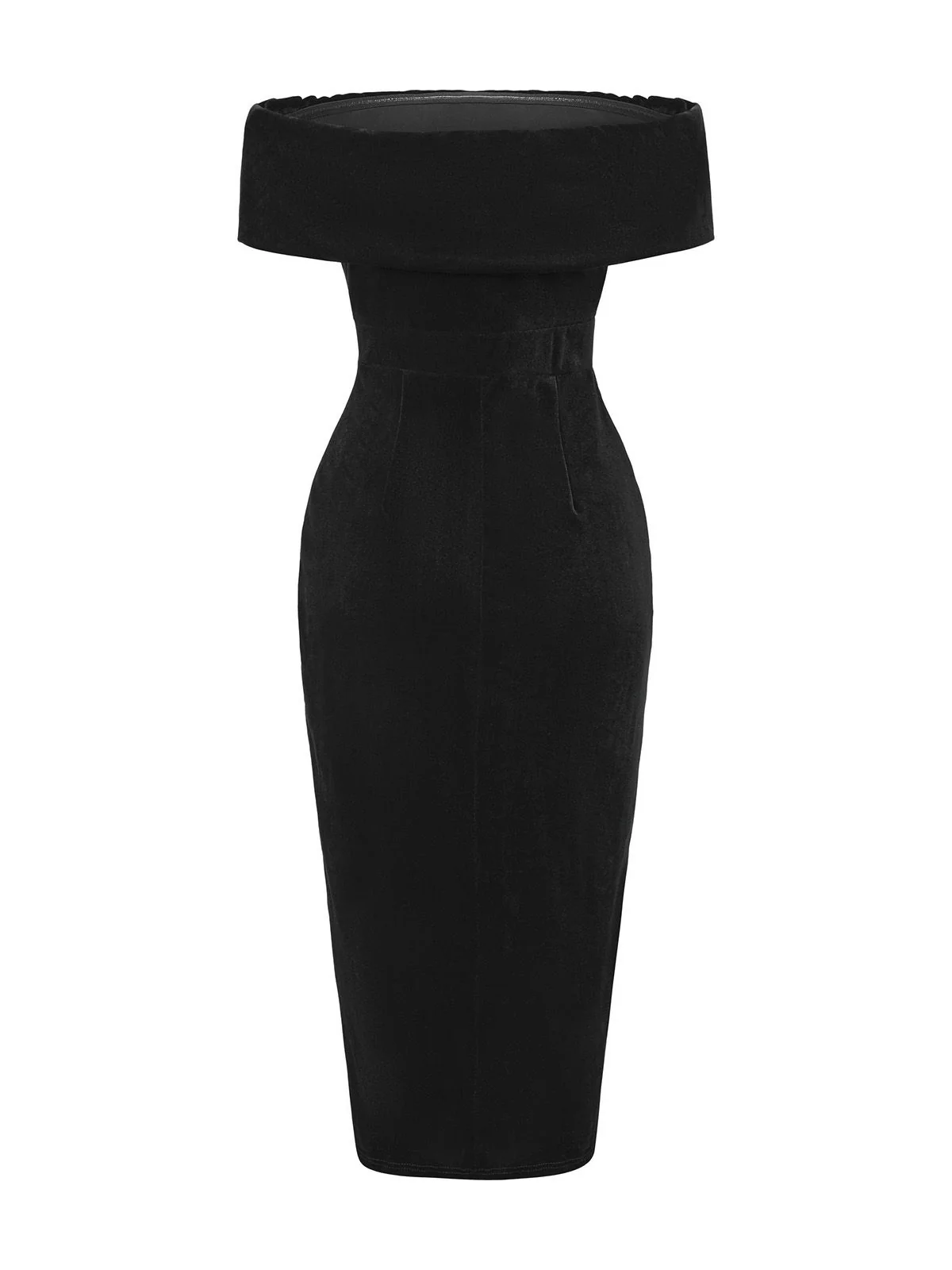 1980s Solid Velvet Off-Shoulder Midi Dress - Image 15