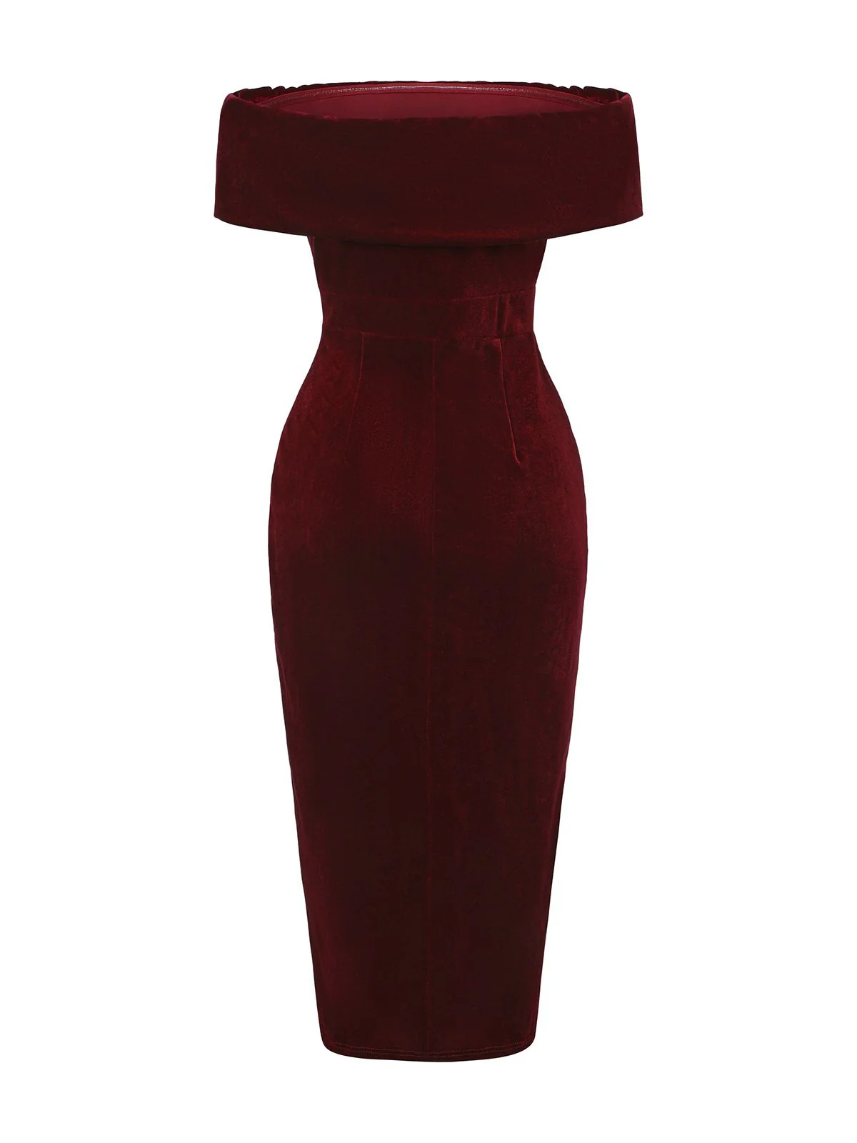 1980s Solid Velvet Off-Shoulder Midi Dress - Image 3