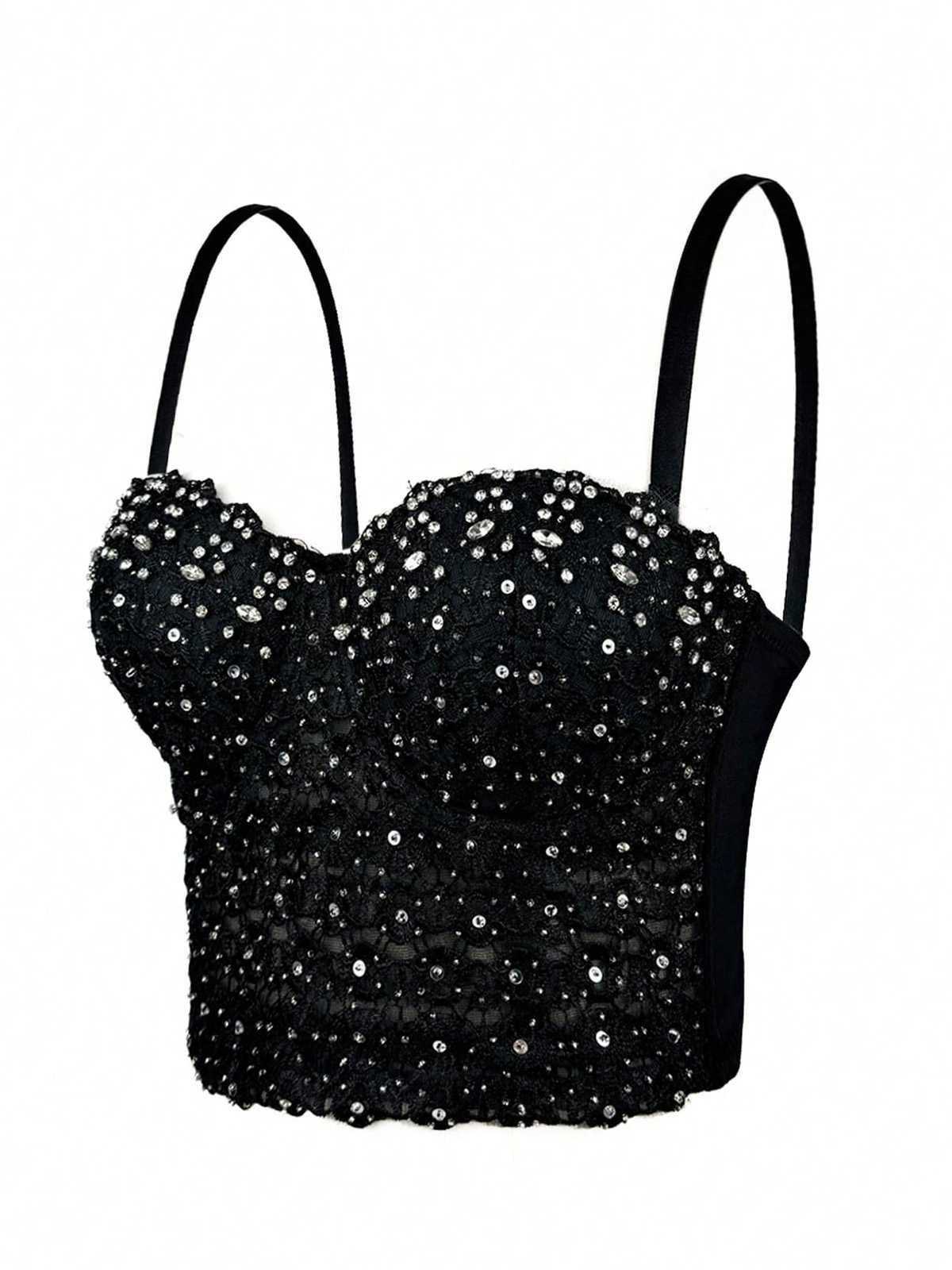 1980s Strap Sparkling Rhinestone Corset - Image 7