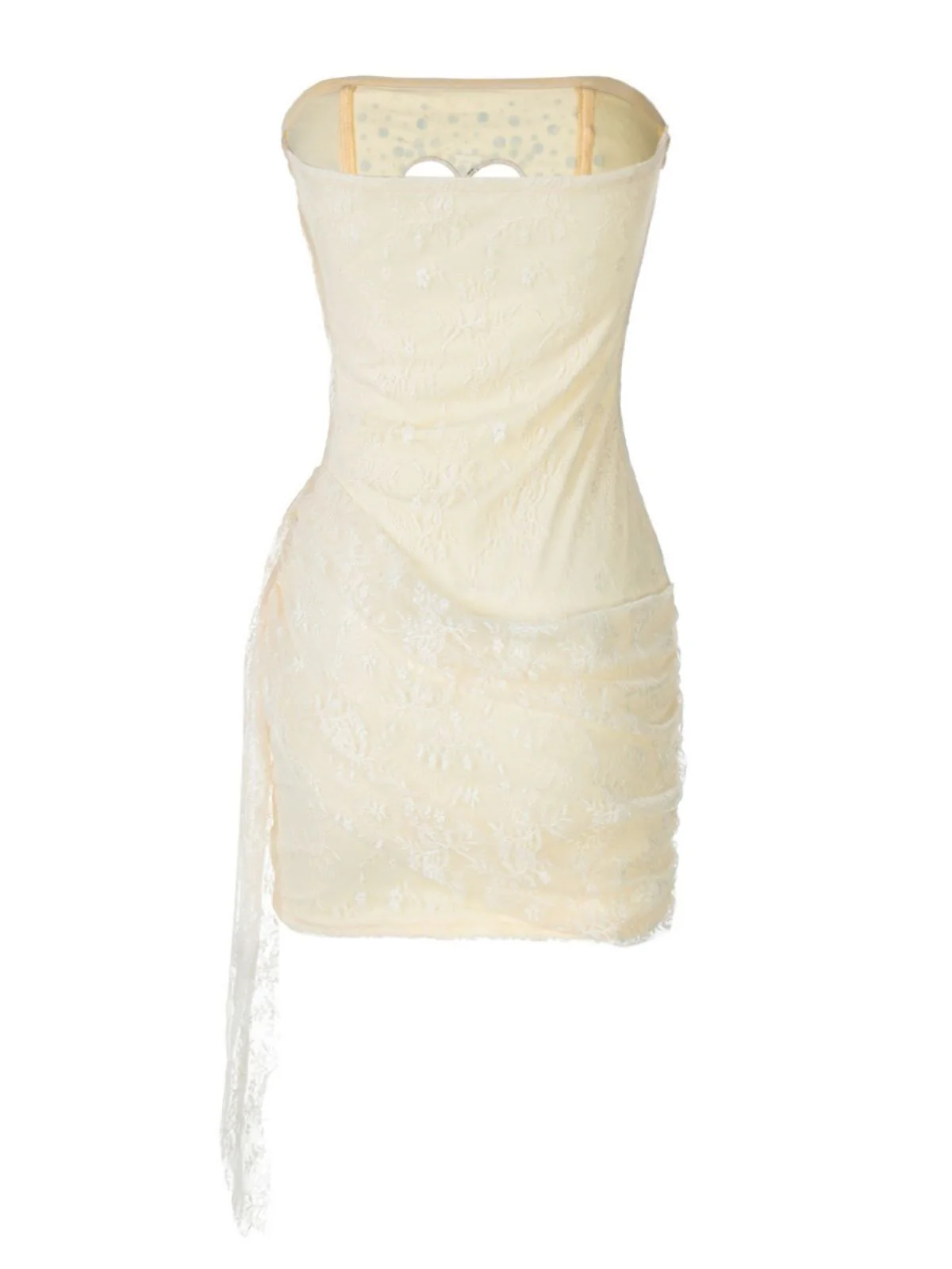 1980s Strapless Heart Cutout Diamond Lace Dress - Image 2