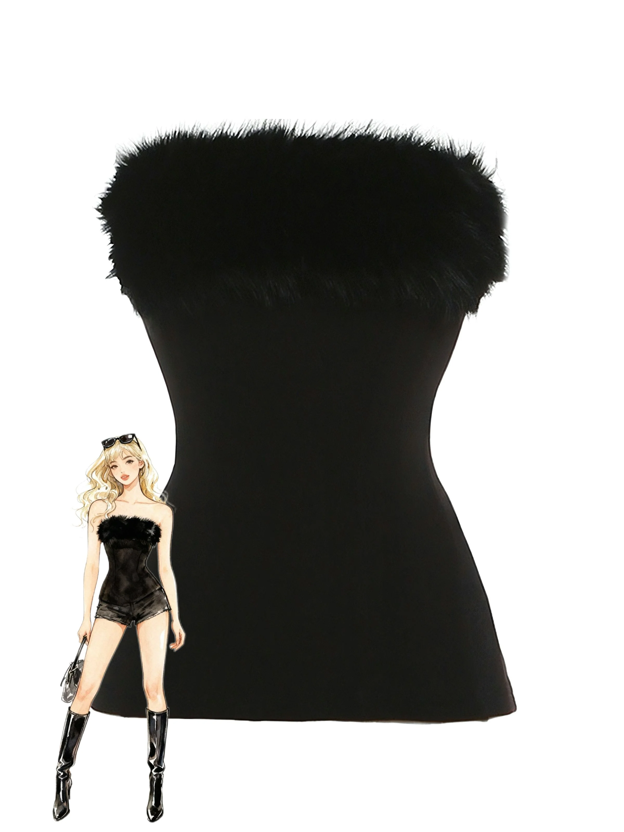 1980s Strapless Plush Fitted Solid Top - Image 5