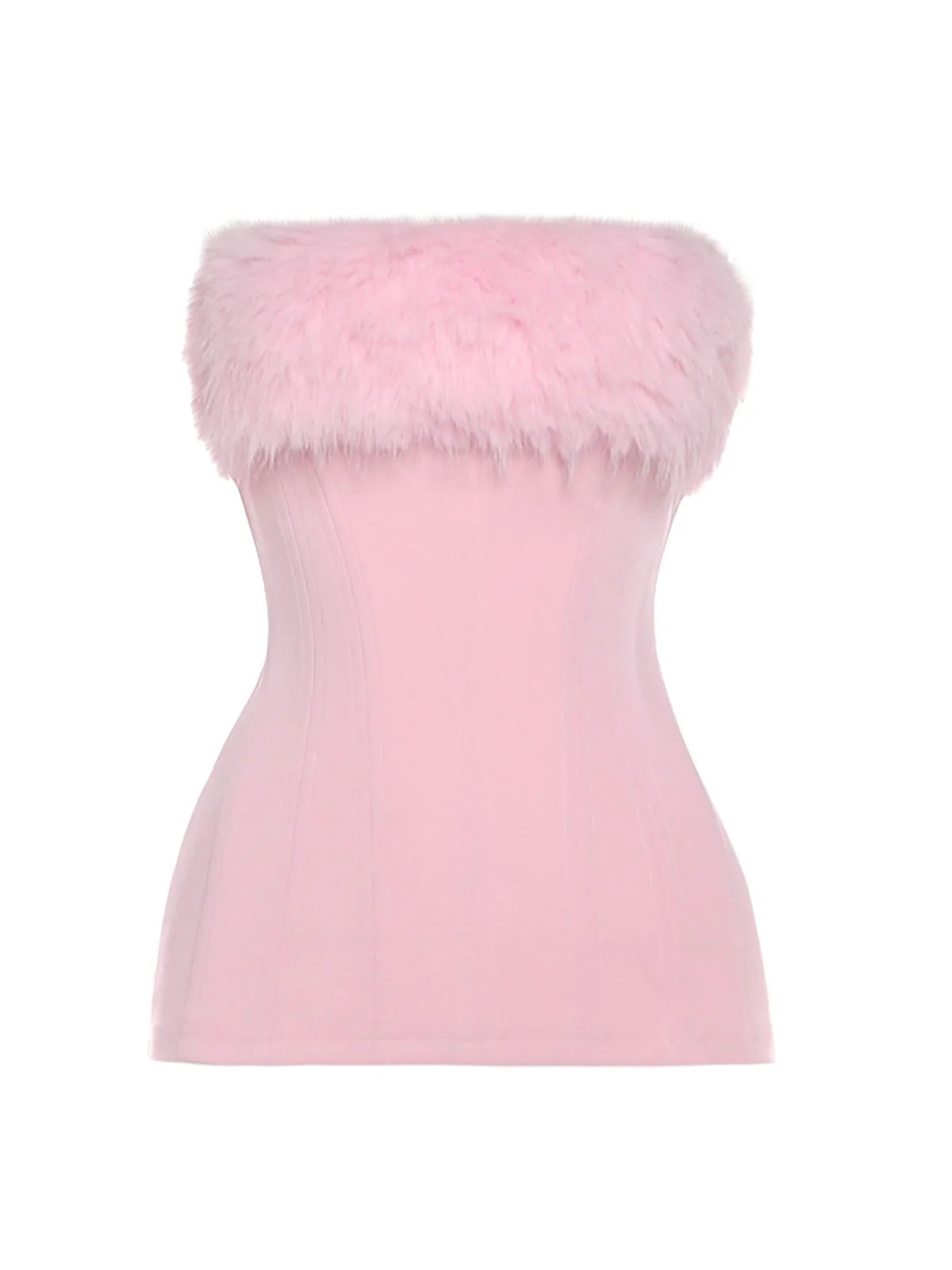 1980s Strapless Plush Fitted Top With Long Gloves - Image 5