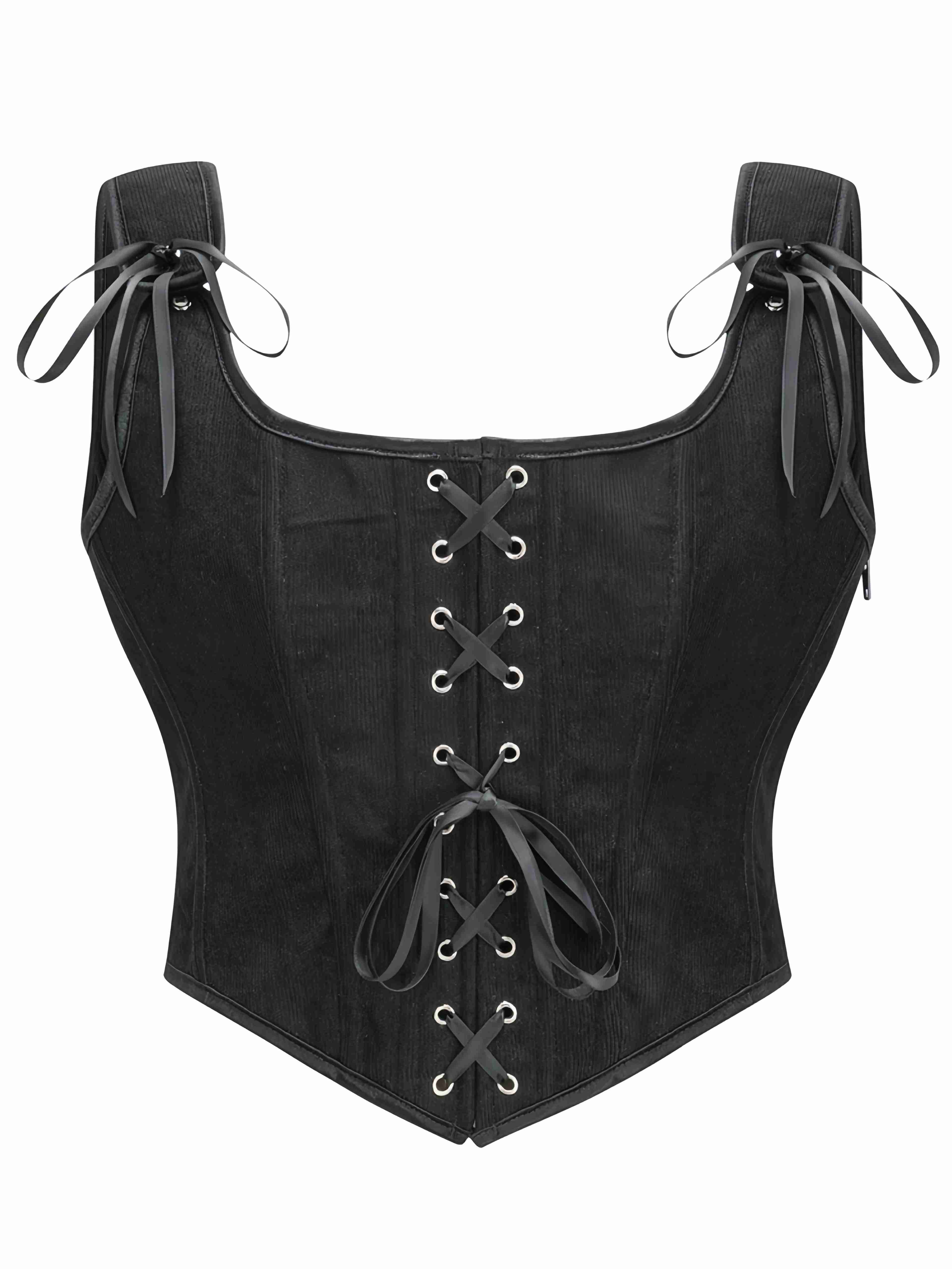 1980s Suede Bow Lace-Up Corset - Image 5