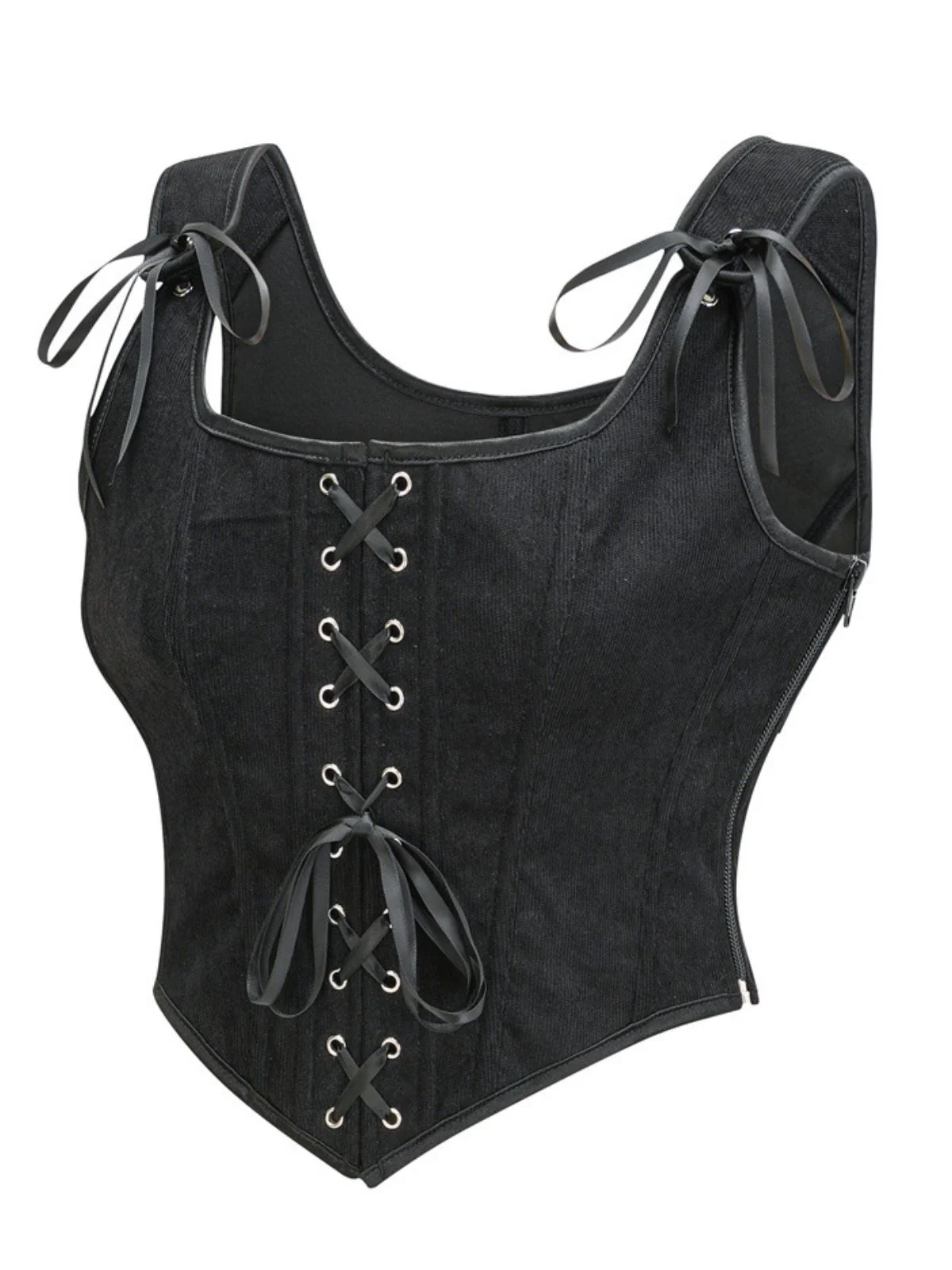 1980s Suede Bow Lace-Up Corset - Image 6