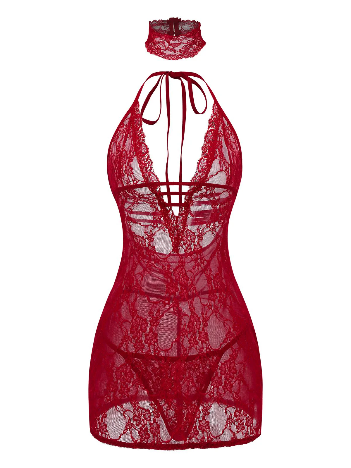 1980s V-Neck Backless Sexy Lace Cami Nightgown - Image 2
