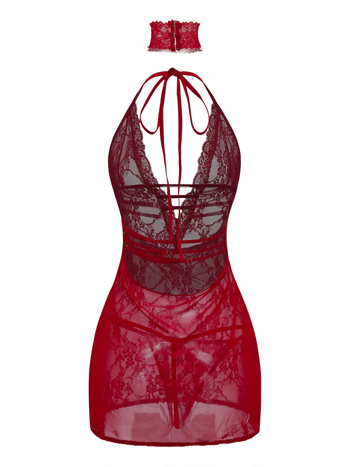 1980s V-Neck Backless Sexy Lace Cami Nightgown - Image 3